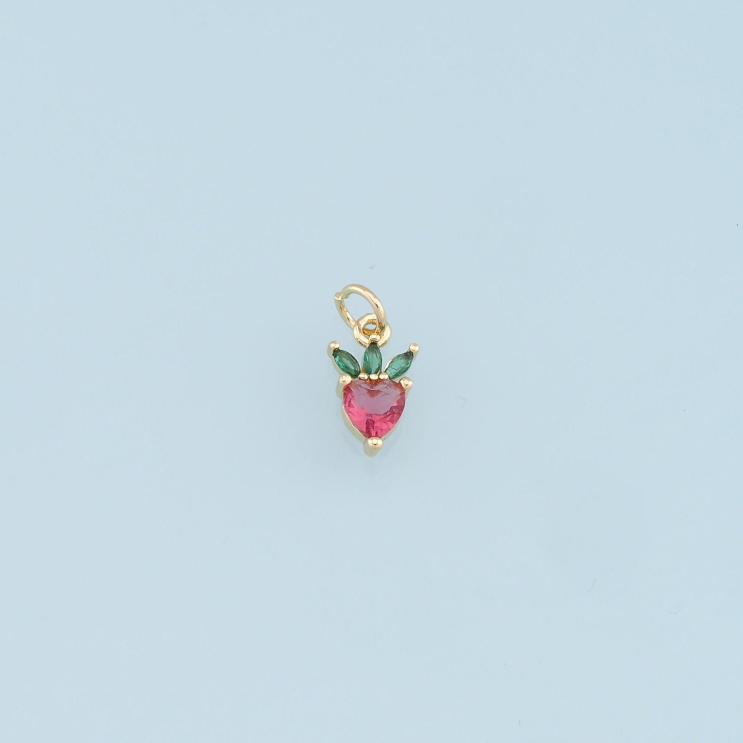 Gold Tiny Radish Charms,18K Gold Filled Crystal Radish Pendant,Fruit Charm Bracelet Necklace for DIY Jewelry Making Supply