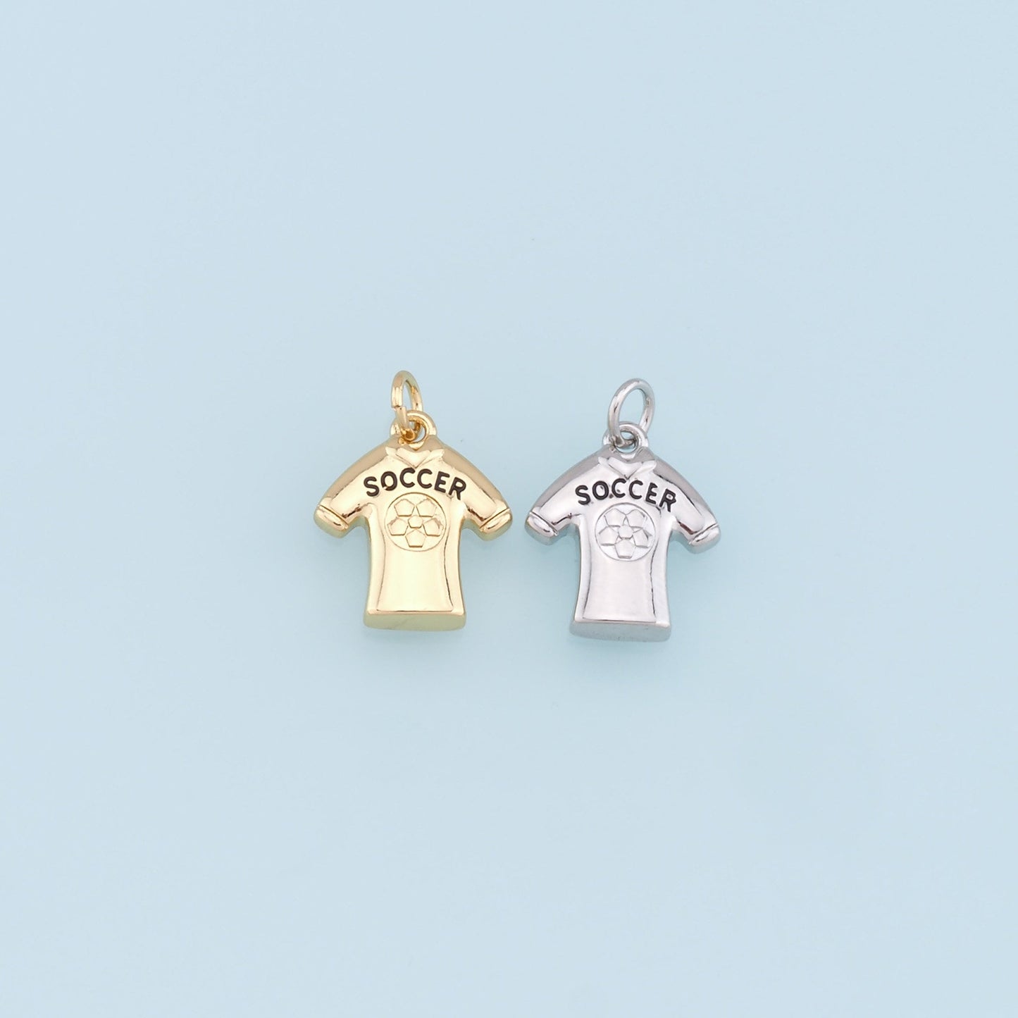 Gold Tiny Football Jersey Charms,18K Gold Football Pendant,Soccer Charm Bracelet Necklace for DIY Jewelry Making Supply