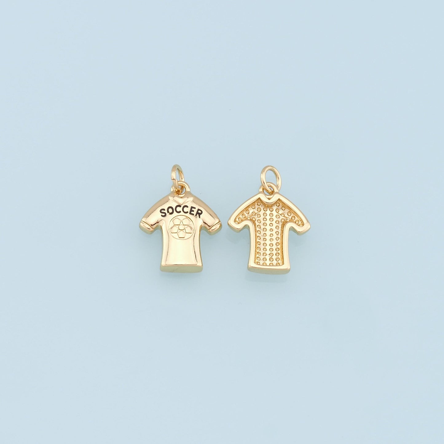 Gold Tiny Football Jersey Charms,18K Gold Football Pendant,Soccer Charm Bracelet Necklace for DIY Jewelry Making Supply