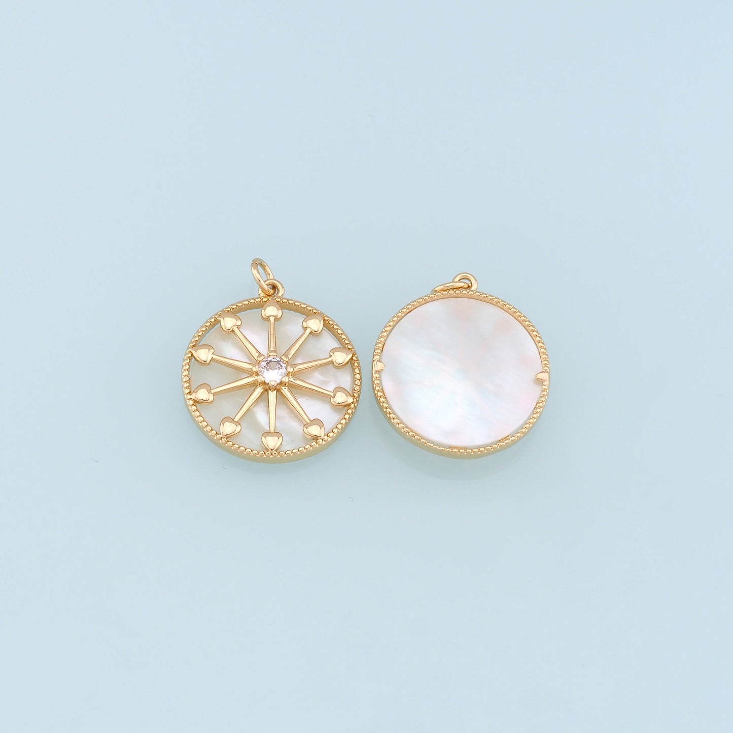 Gold Round Star Charms,18K Gold Filled Starburst Pendant,CZ North Star Charm Bracelet Necklace for DIY Jewelry Making Supply