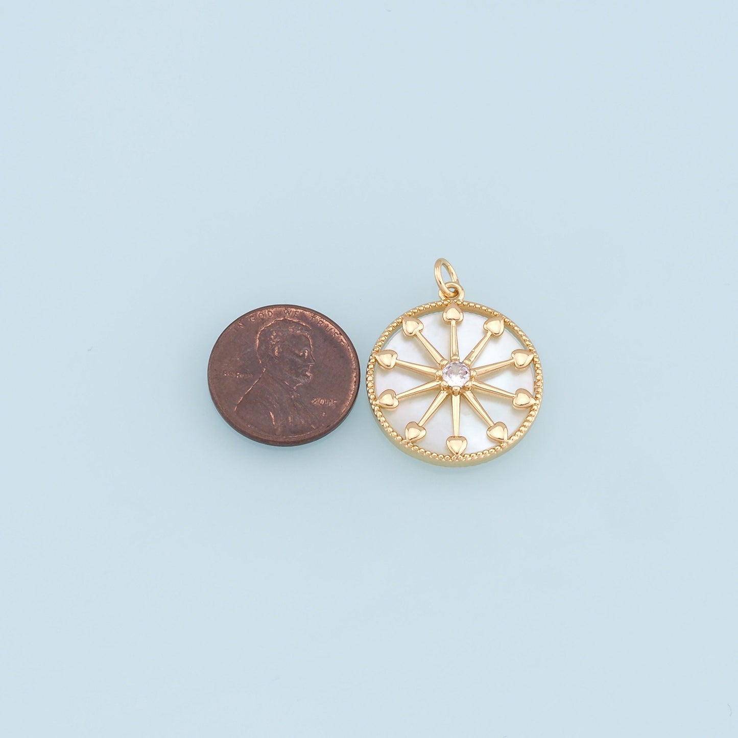 Gold Round Star Charms,18K Gold Filled Starburst Pendant,CZ North Star Charm Bracelet Necklace for DIY Jewelry Making Supply