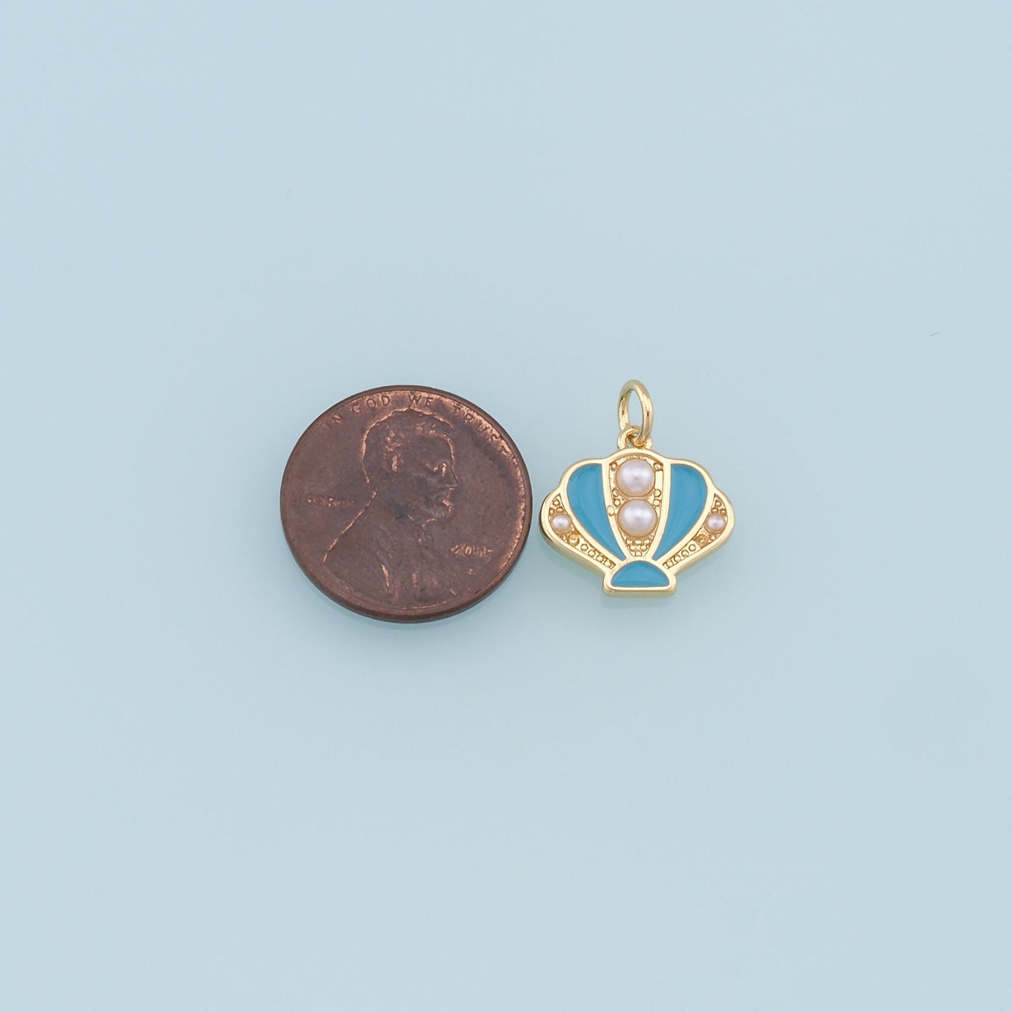 Gold Pearl Shell Charms,18K Gold Filled Shell Pendant,Enamel Shell Charm Bracelet Necklace for DIY Jewelry Making Supply