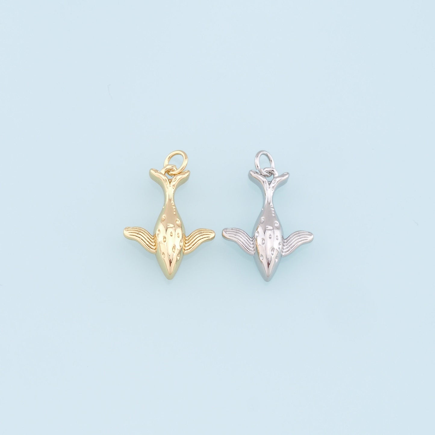 Gold Whale Charms,18K Gold Filled Whale Pendant,Ocean Charm Bracelet Necklace for DIY Jewelry Making Supply
