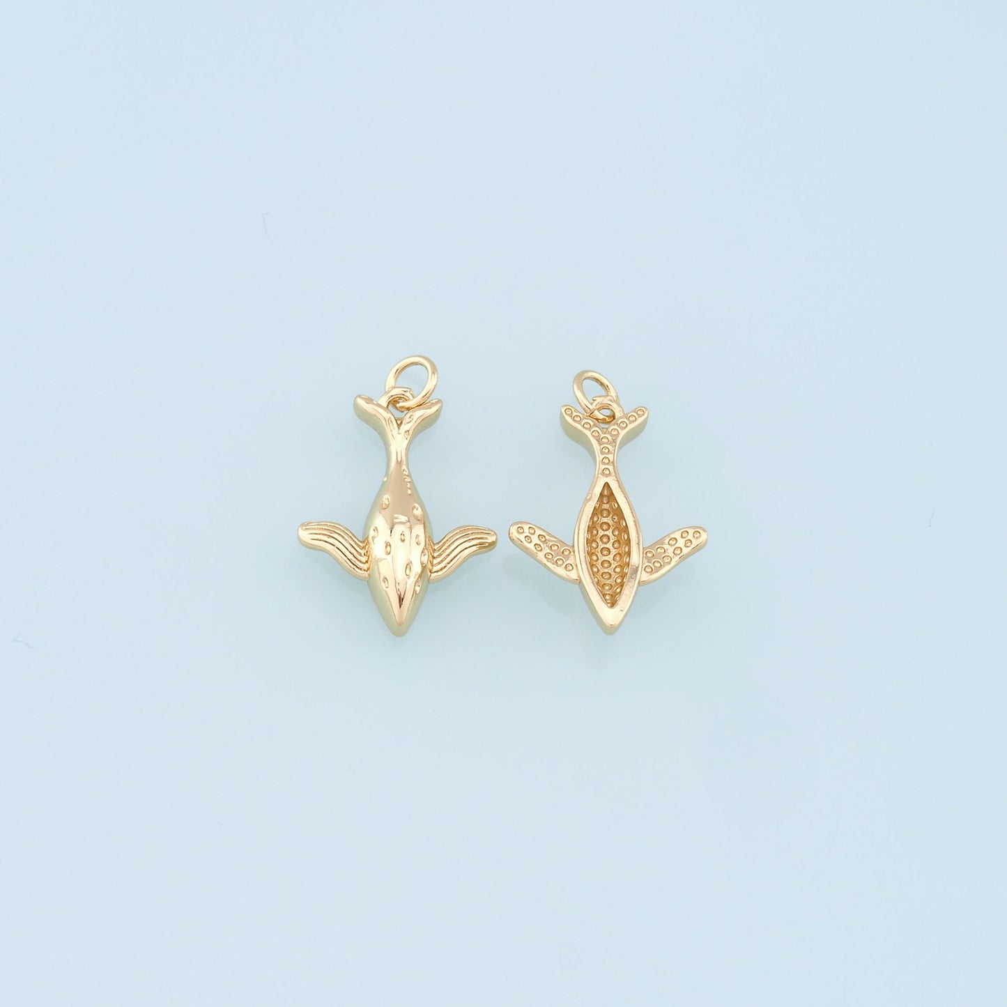 Gold Whale Charms,18K Gold Filled Whale Pendant,Ocean Charm Bracelet Necklace for DIY Jewelry Making Supply