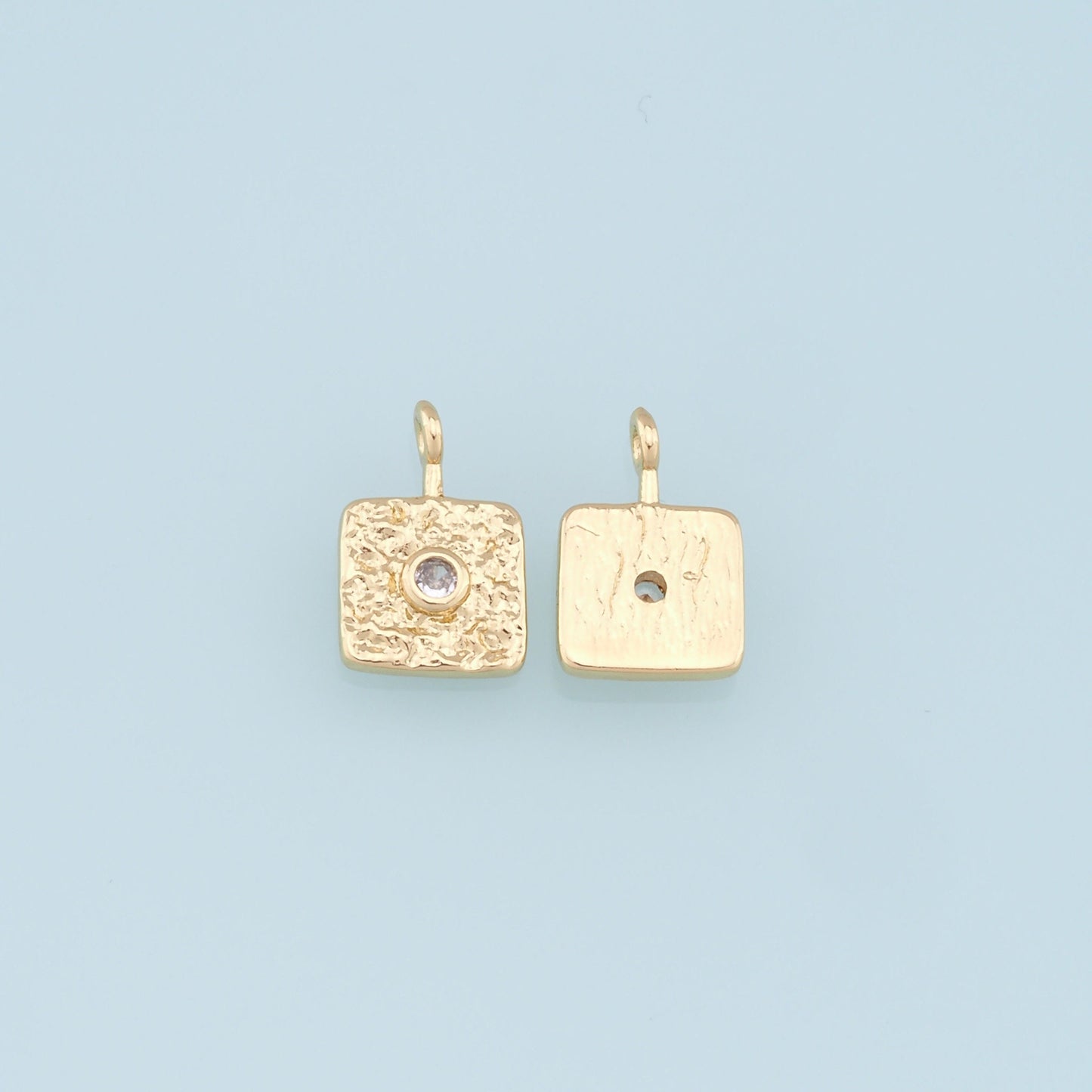 Gold Square Charms,18K Gold Filled Square Pendant,Square Charm Bracelet Necklace for DIY Jewelry Making Supply