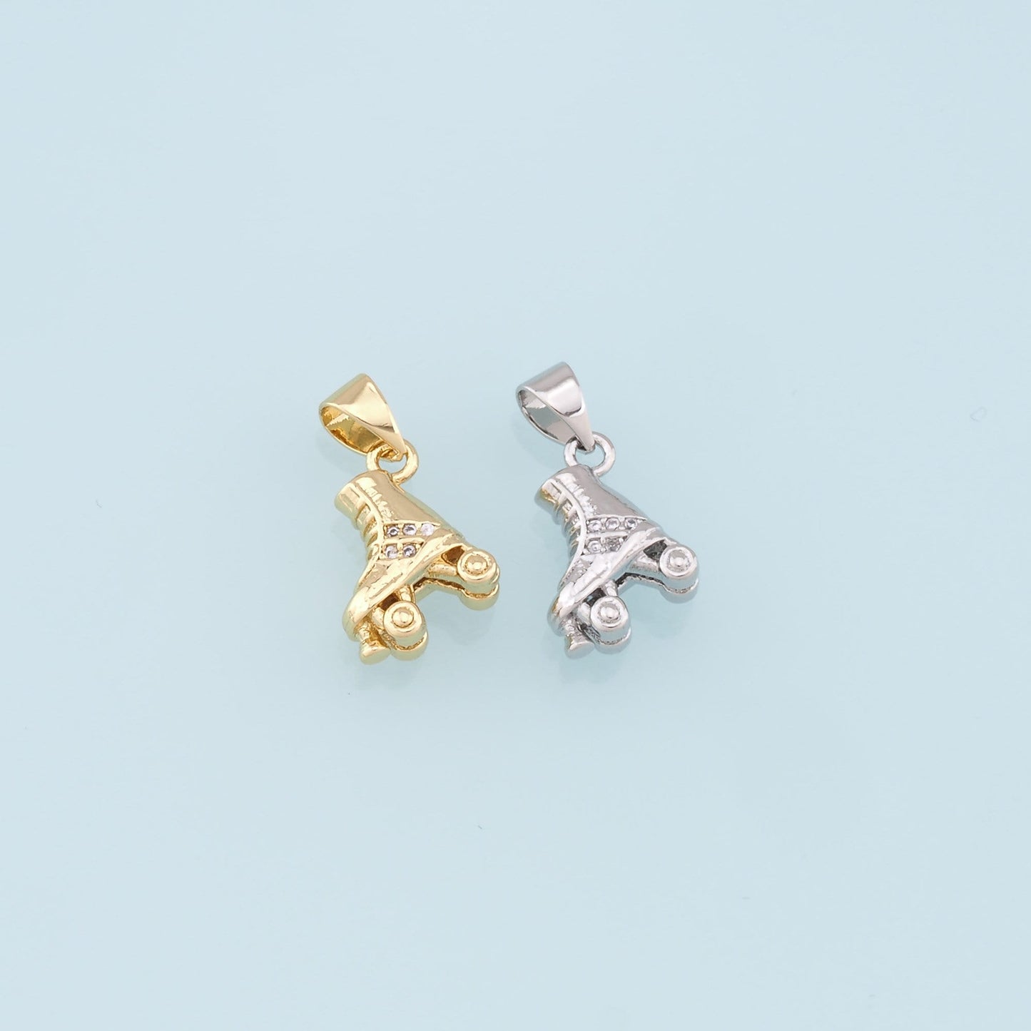 Gold Roller Skate Charms,18K Gold Filled Roller Skate Pendant,Skates Charm Bracelet Necklace for DIY Jewelry Making Supply