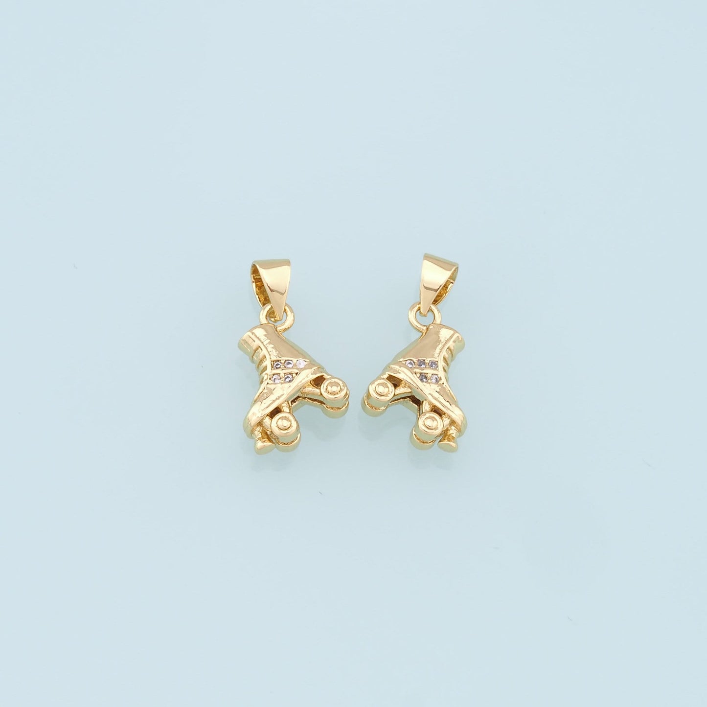 Gold Roller Skate Charms,18K Gold Filled Roller Skate Pendant,Skates Charm Bracelet Necklace for DIY Jewelry Making Supply