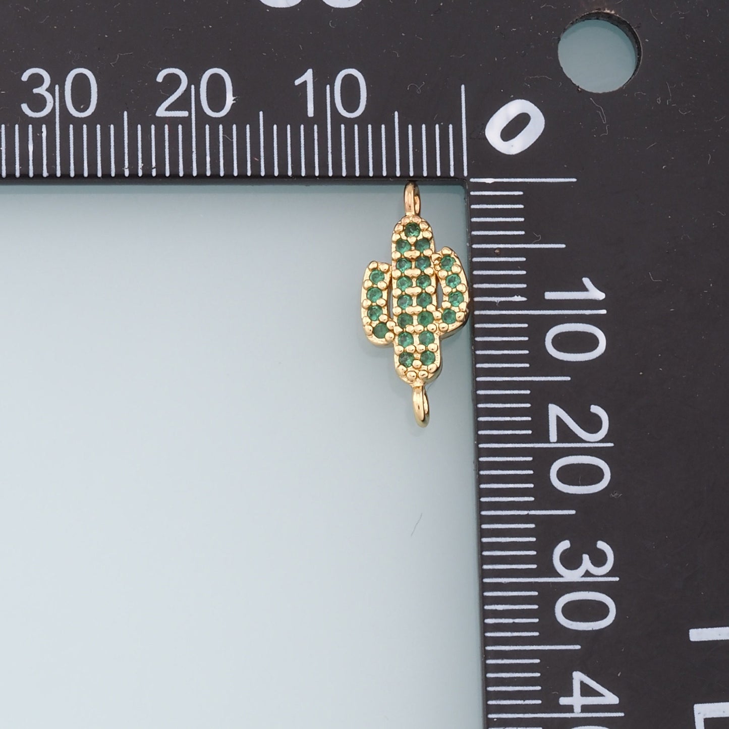 Gold Cactus Connector Charms,18K Gold Filled CZ Micro Pave Cactus Pendant,Desert Charm Bracelet Necklace for DIY Jewelry Making Supply