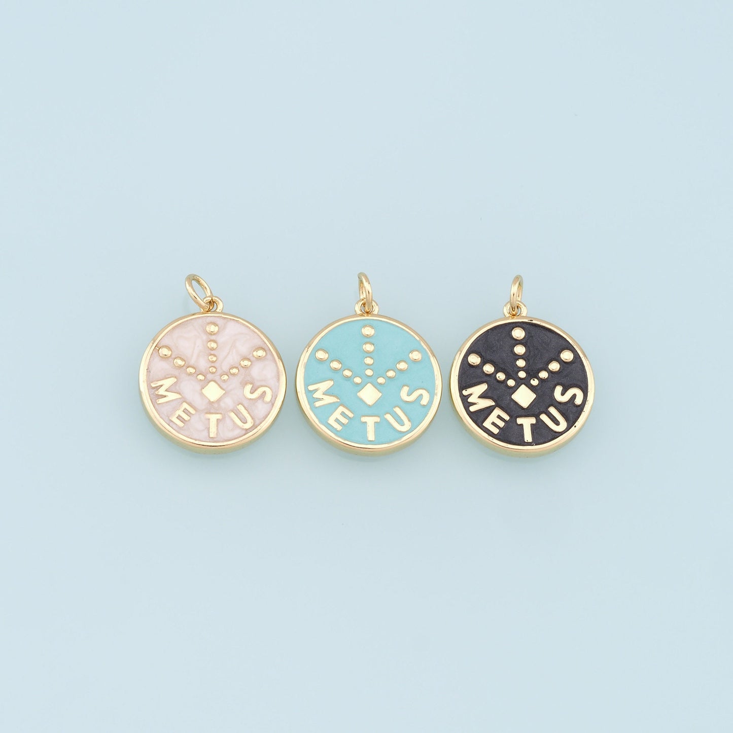 Gold Enamel Charms,18K Gold Filled Enamel Pendant Charm Bracelet Necklace for DIY Jewelry Making Supply