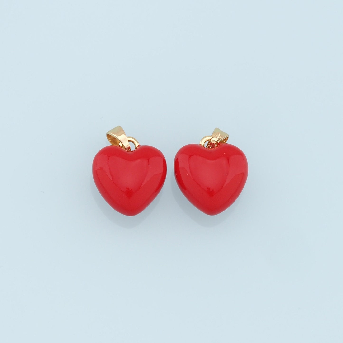 Gold Heart Charms,18K Gold Filled Enamel Heart Pendant,Red Heart Charm Bracelet Necklace for DIY Jewelry Making Supply