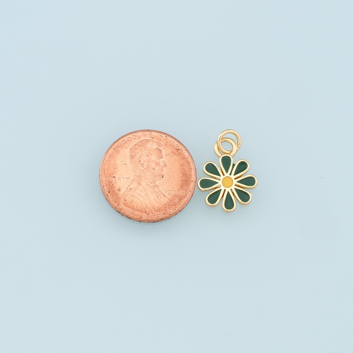Gold Daisy Charms,18K Gold Filled Daisy Pendant,Enamel Daisy Charm Bracelet Necklace for DIY Jewelry Making Supply
