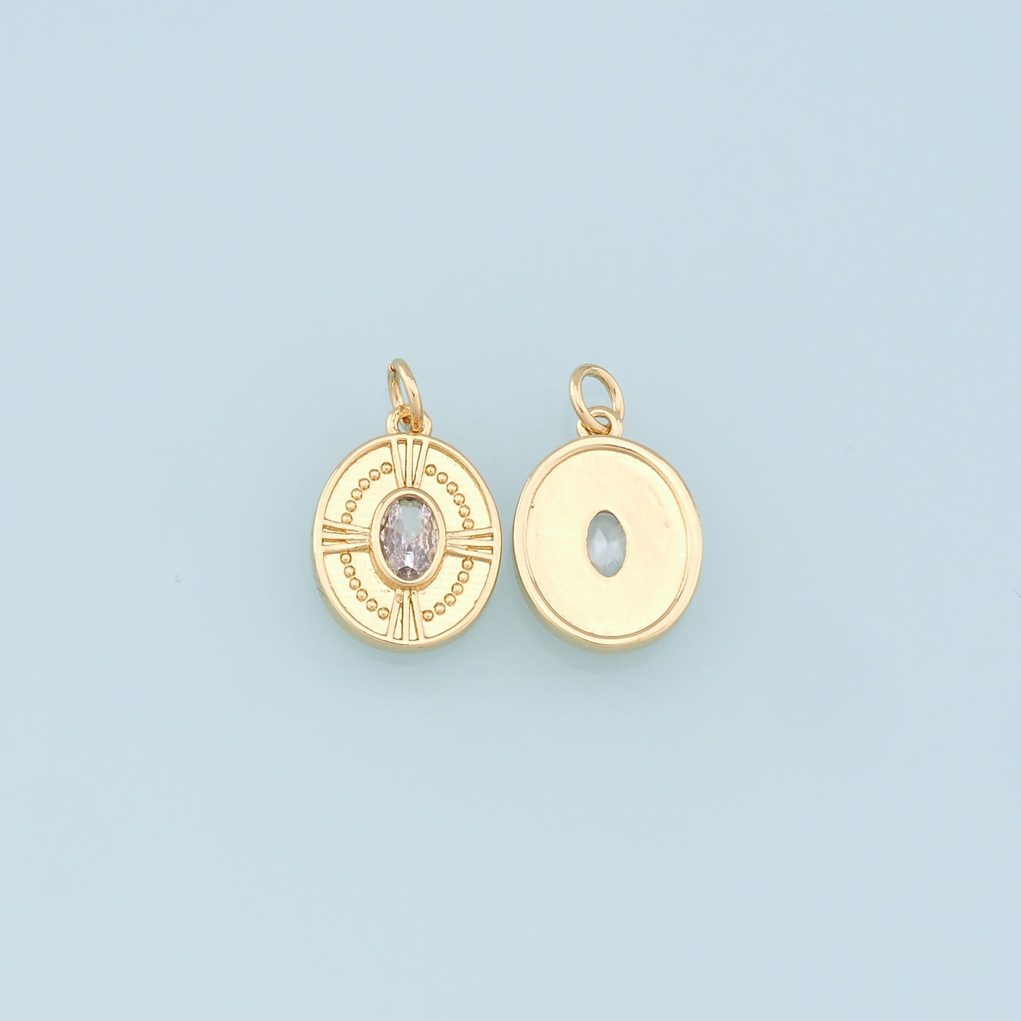 Gold Oval Charms,18K Gold Filled Oval Pendant,Crystal Oval Charm Bracelet Necklace for DIY Jewelry Making Supply