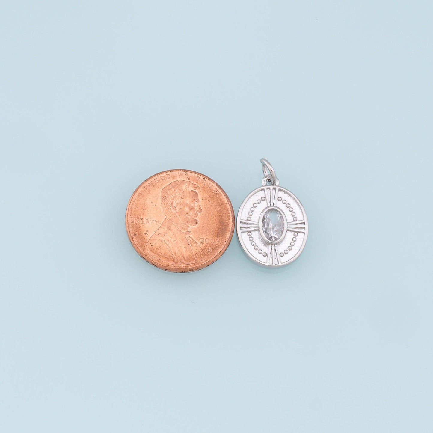 Gold Oval Charms,18K Gold Filled Oval Pendant,Crystal Oval Charm Bracelet Necklace for DIY Jewelry Making Supply