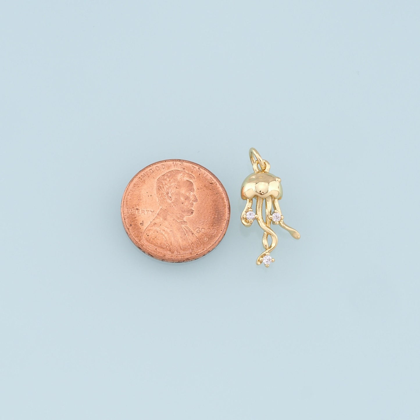 Gold Jellyfish Charms,18K Gold Filled Jellyfish Pendant,CZ Jellyfish Charm Bracelet Necklace for DIY Jewelry Making Supply