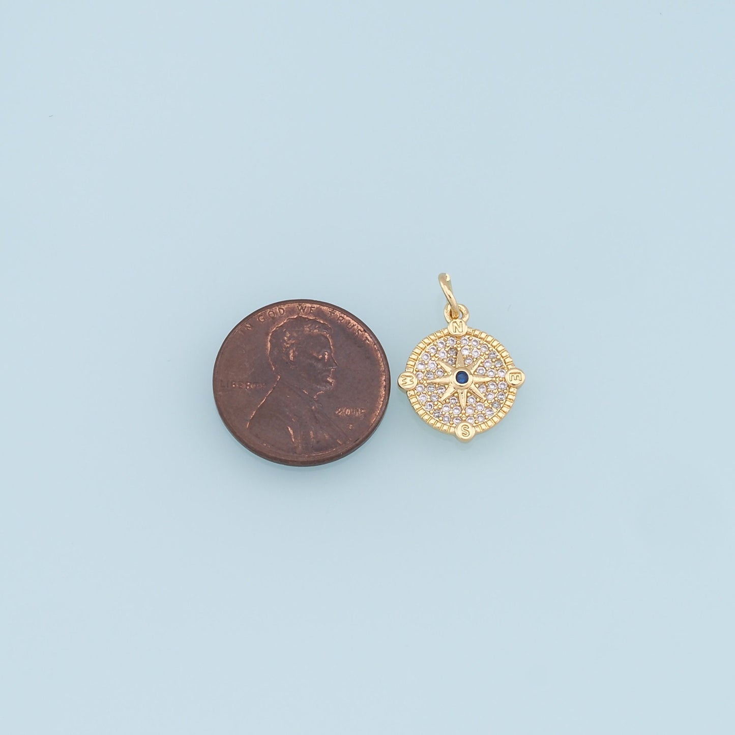 Gold Compass Star Charms,18K Gold Filled Starburst Pendant,CZ Micro Pave North Star Charm Bracelet Necklace for DIY Jewelry Making Supply