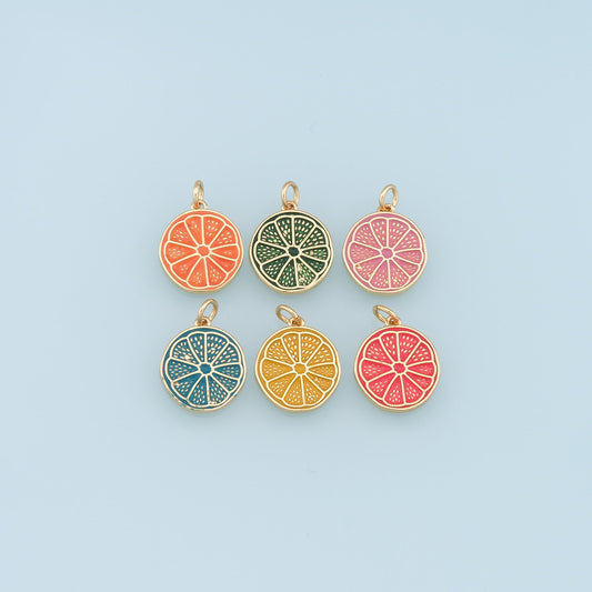 Gold Lemon Charms,18K Gold Filled Enamel Lemon Pendant,Fruit Charm Bracelet Necklace for DIY Jewelry Making Supply