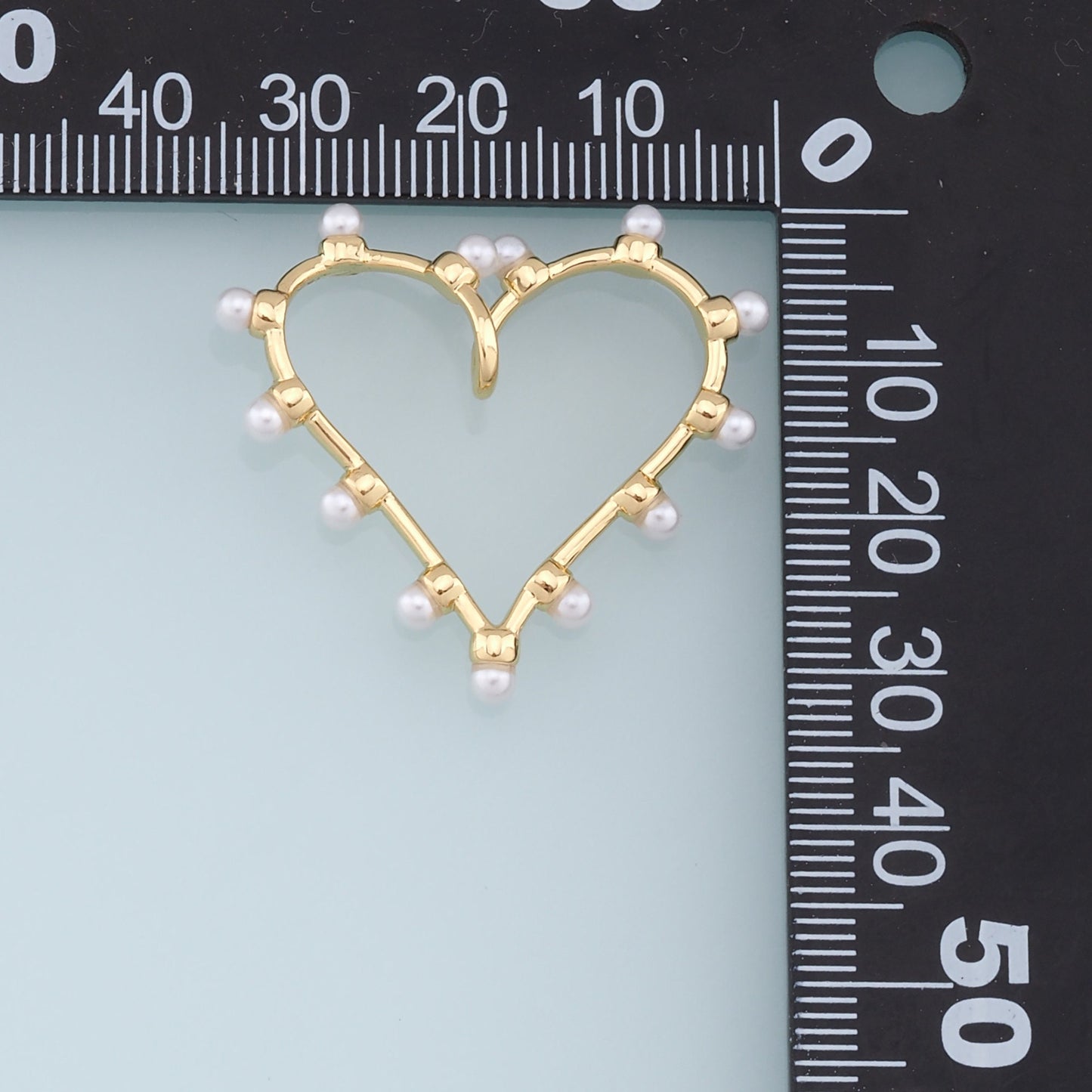 Gold Heart Pearl Charms,18K Gold Filled Heart Pendant,Heart Charm Bracelet Necklace for DIY Jewelry Making Supply