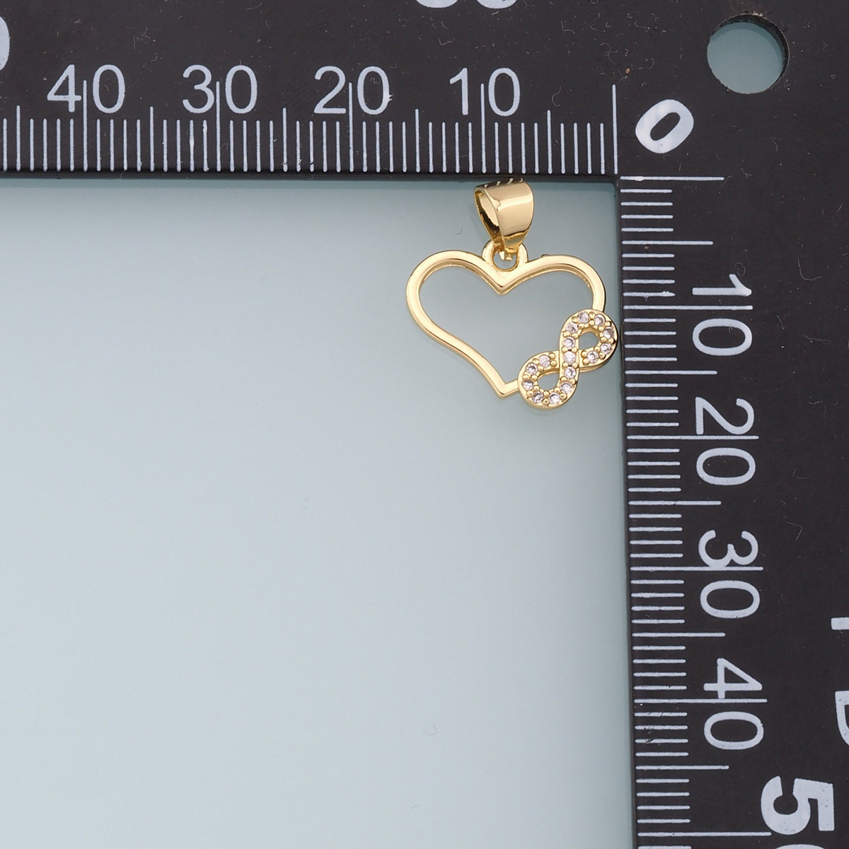Gold Heart Infinity Charms,18K Gold Filled Heart Pendant,CZ Micro Pave Infinity Charm Bracelet Necklace for DIY Jewelry Makin