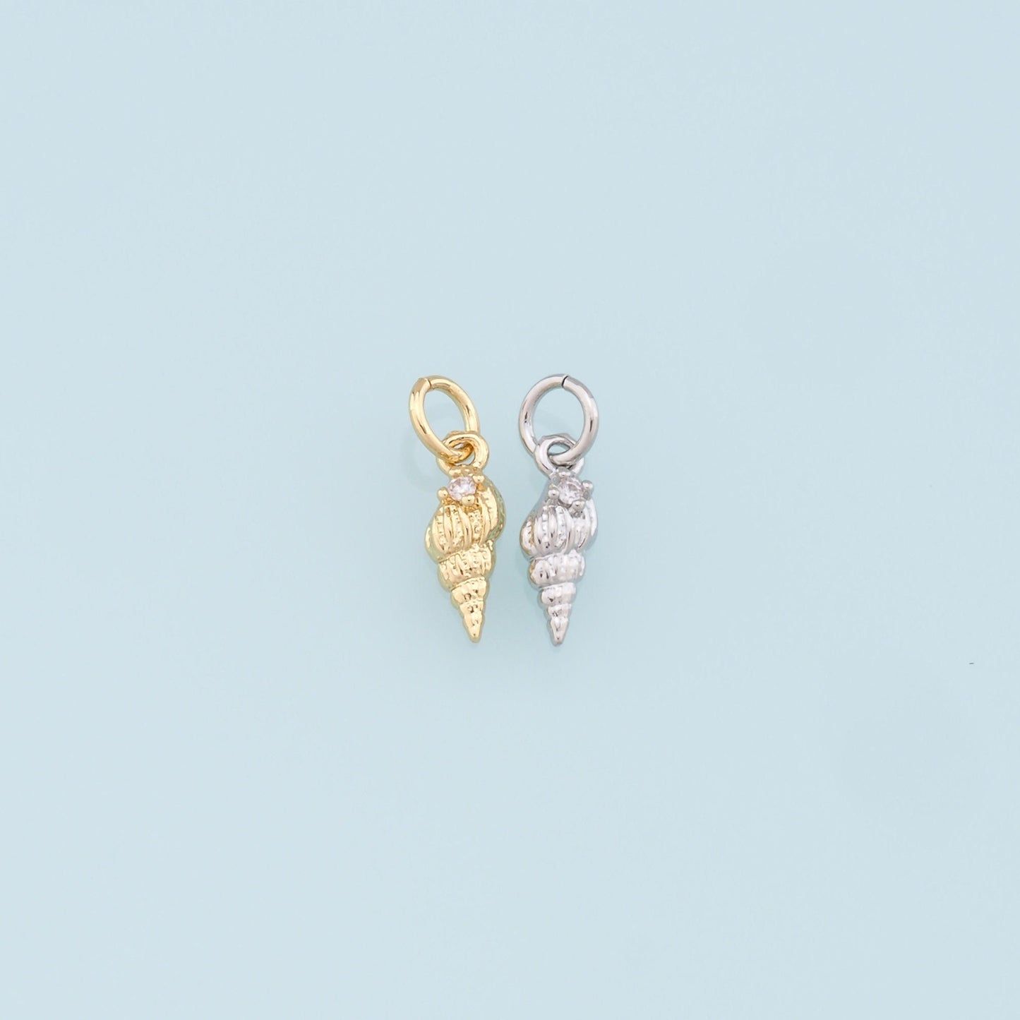Gold Conch Charms,18K Gold Filled Conch Shell Pendant,Silver Conch Shell Charm Bracelet Necklace for DIY Jewelry Making Supply