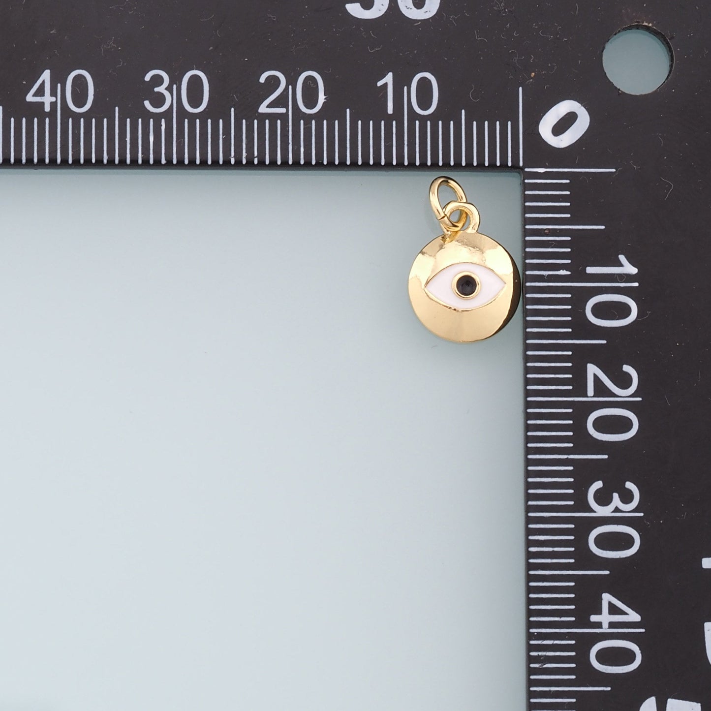 Gold Evil Eye Charms,18K Gold Filled Round Evil Eye Pendant,Evil Eye Charm Bracelet Necklace for DIY Jewelry Making Supply