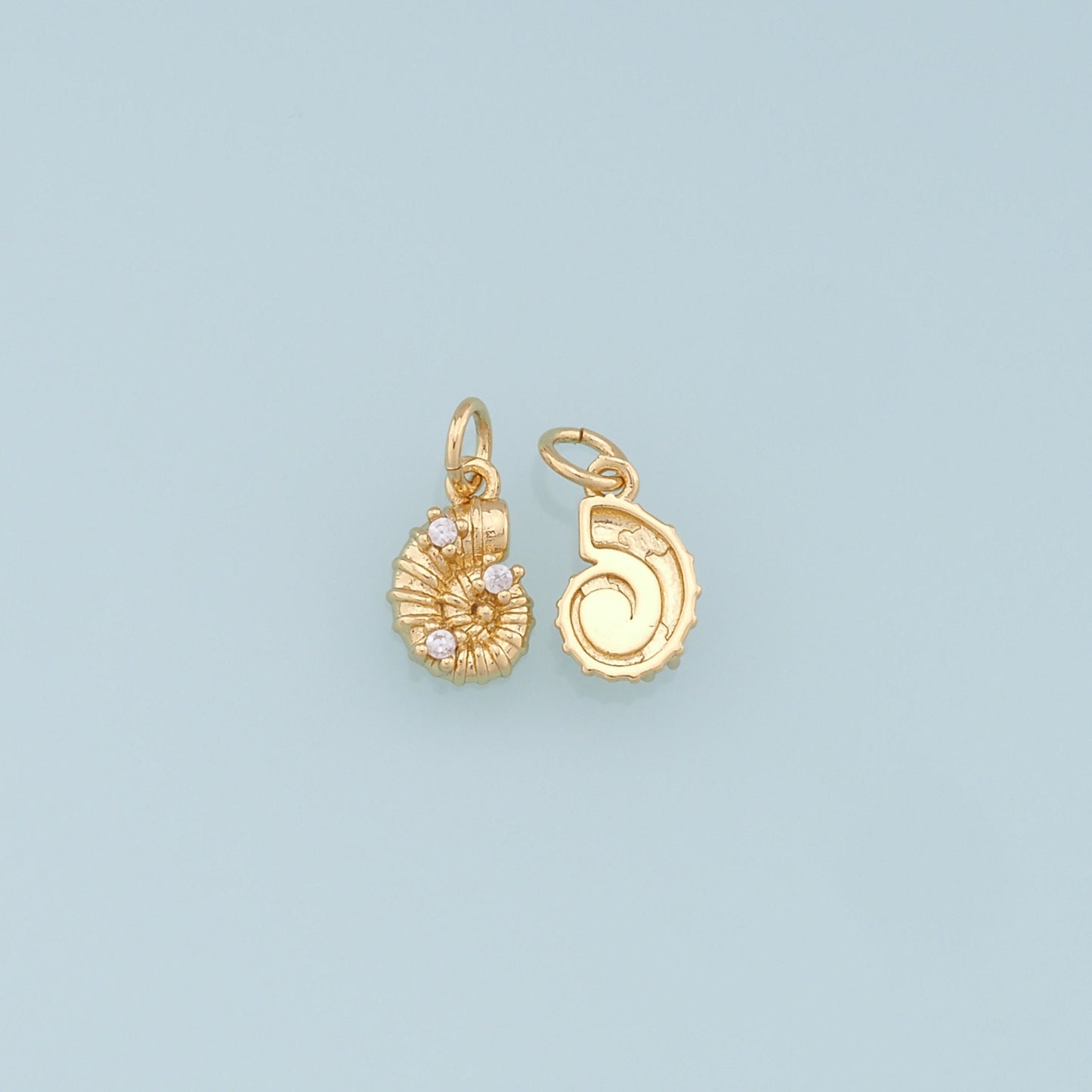 Gold Shell Charms,18K Gold Filled CZ Conch Shell Pendant,Ocean Charm Bracelet Necklace for DIY Jewelry Making Supply