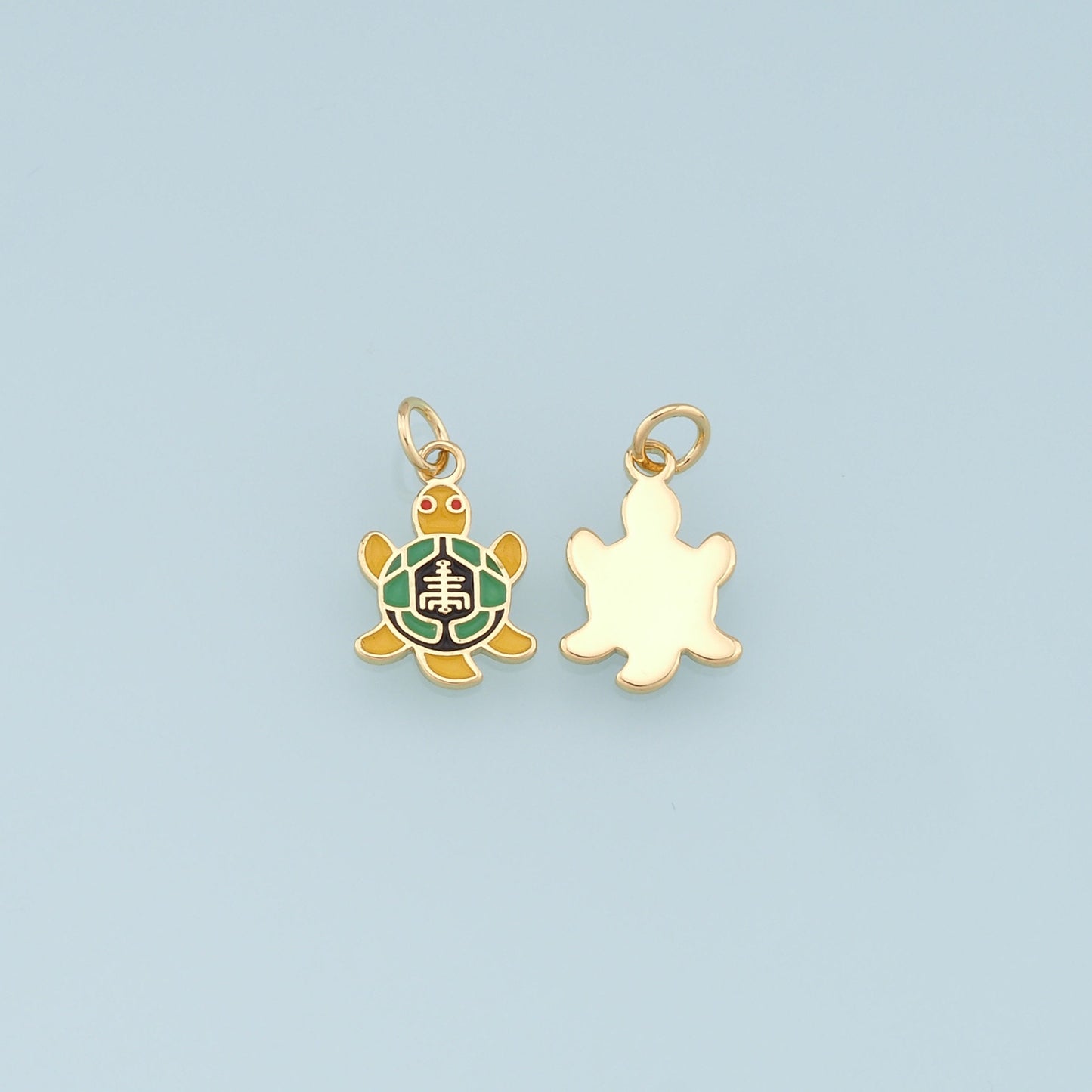 Gold Turtle Charms,18K Gold Filled Turtle Pendant,Enamle Turtle Charm Bracelet Necklace for DIY Jewelry Making Supply