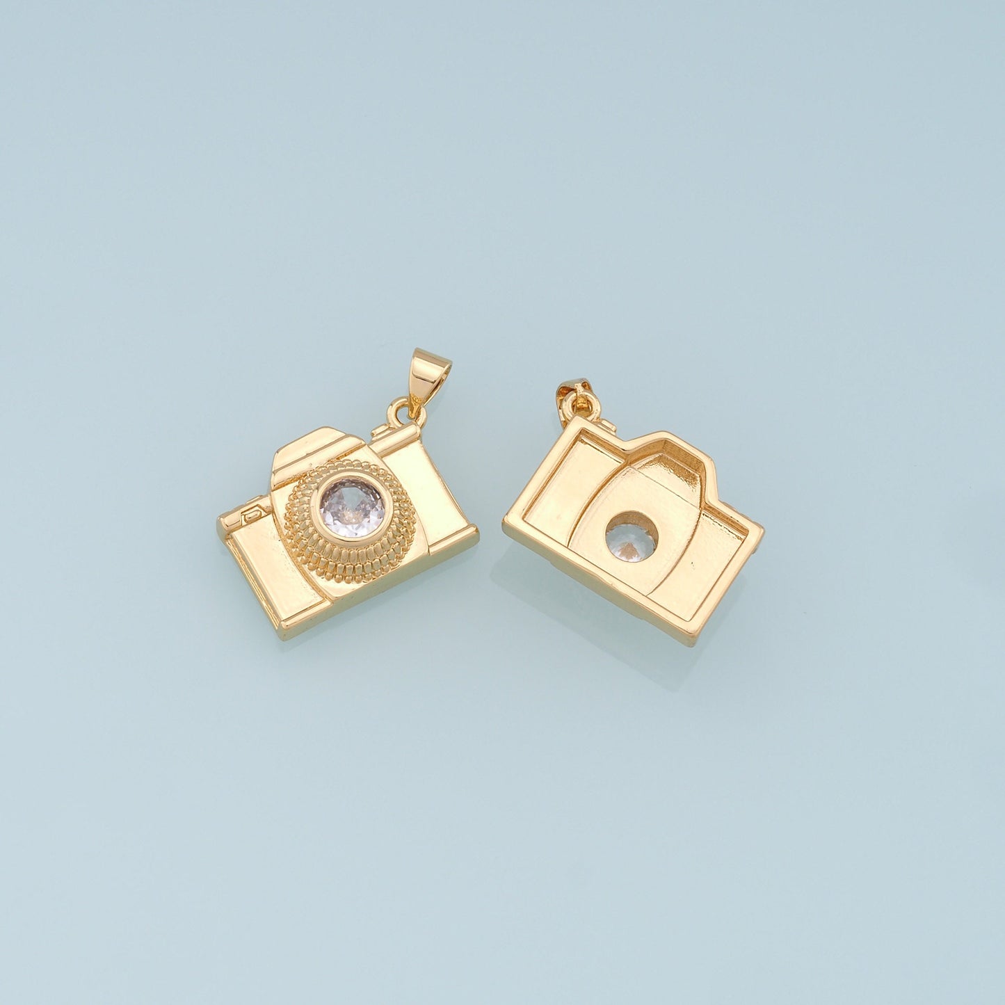 Gold Camera Charms,18K Gold Filled Camera Pendant,Camera Charm Bracelet Necklace for DIY Jewelry Making Supply