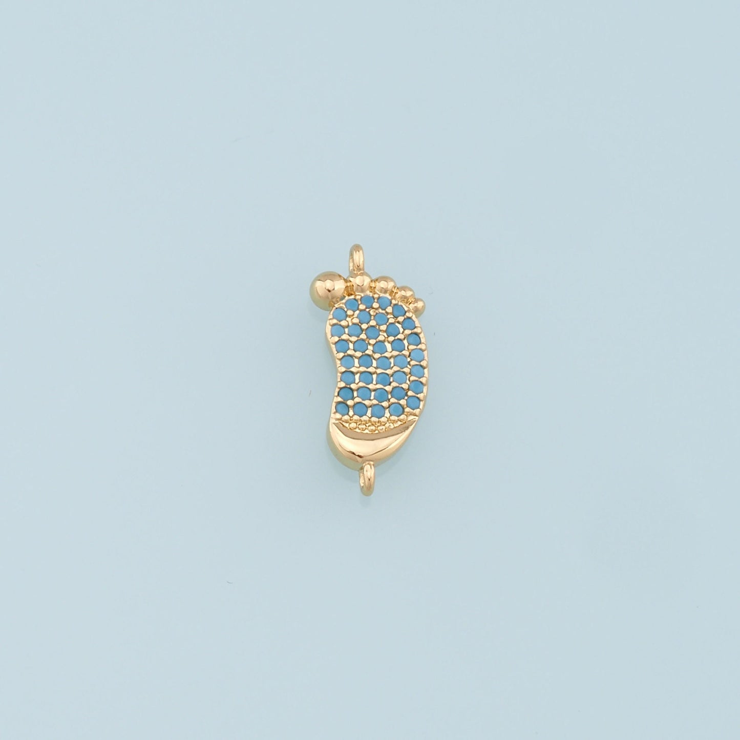 Gold Foot Connector Charms,18K Gold Filled Foot Pendant,Baby Charm Bracelet Necklace for DIY Jewelry Making Supply