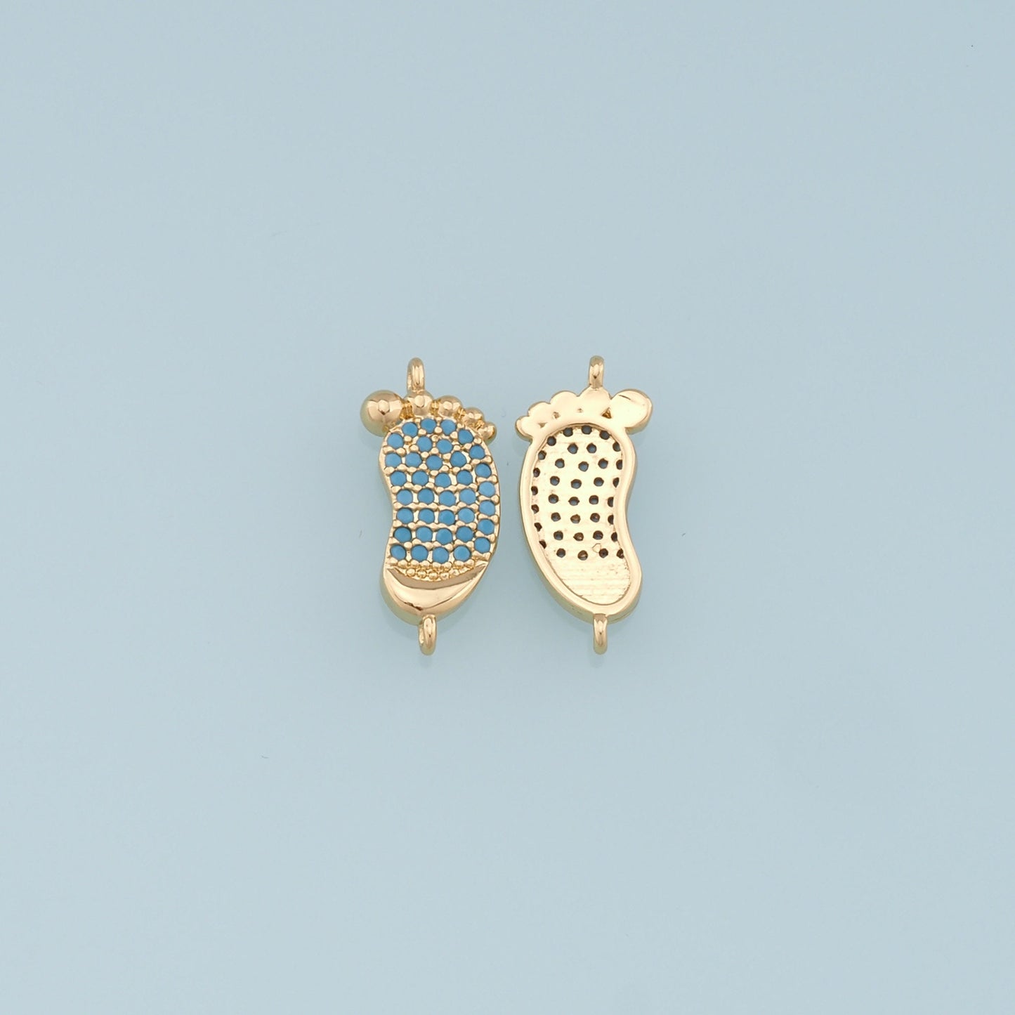 Gold Foot Connector Charms,18K Gold Filled Foot Pendant,Baby Charm Bracelet Necklace for DIY Jewelry Making Supply