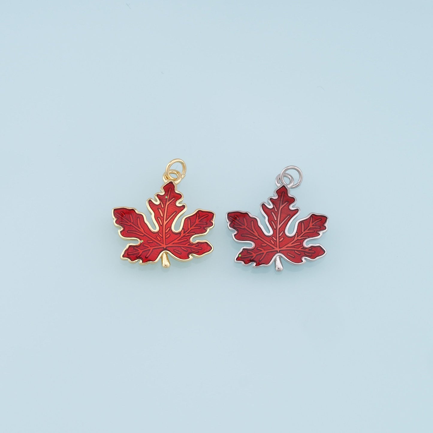 Gold Maple Leaf Charms,18K Gold Filled Maple Leaf Pendant,Silver Maple Leaf Charm Bracelet Necklace for DIY Jewelry Making Supply