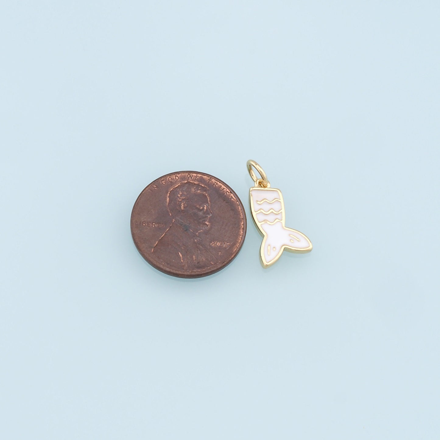 Gold Mermaid Charms,18K Gold Filled Enamel Tail Pendant,Mermaid Tail Charm Bracelet Necklace for DIY Jewelry Making Supply