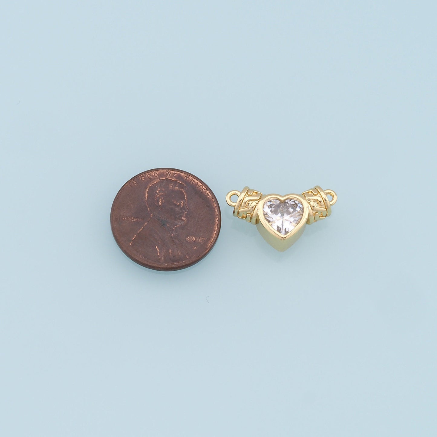 Gold Heart Connector Charms,18K Gold Filled Crystal Heart Pendant,Heart Charm Bracelet Necklace for DIY Jewelry Making Supply
