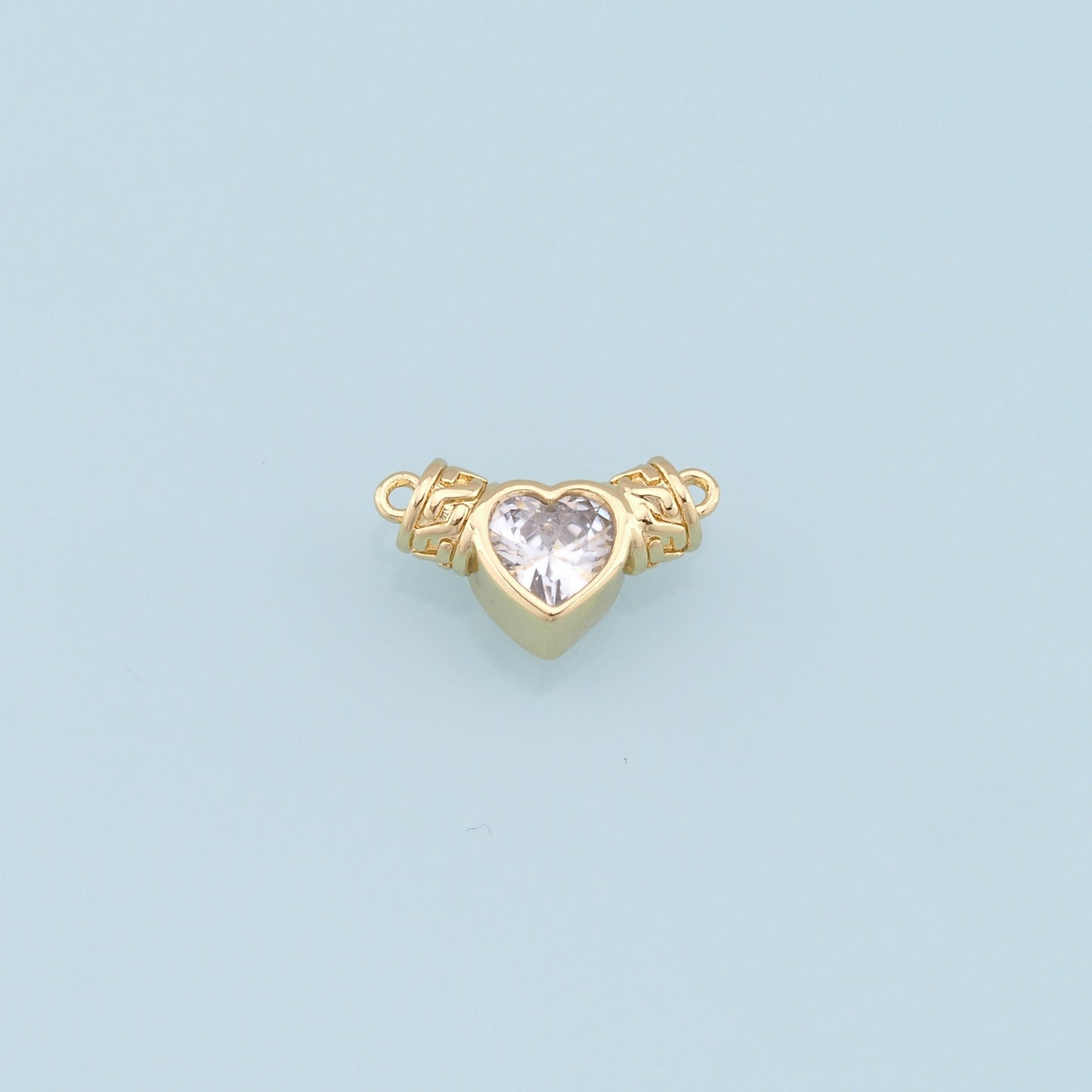 Gold Heart Connector Charms,18K Gold Filled Crystal Heart Pendant,Heart Charm Bracelet Necklace for DIY Jewelry Making Supply