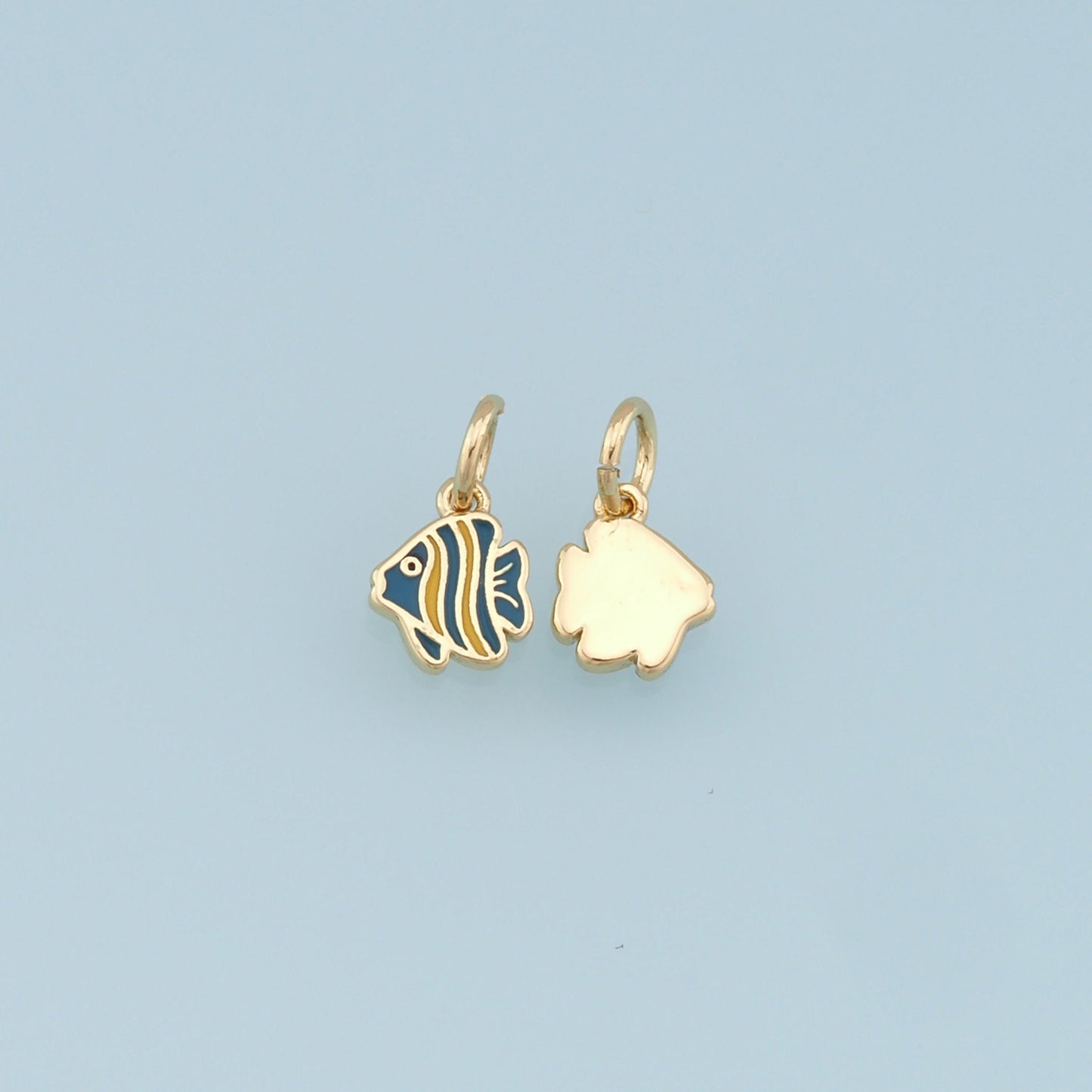 Cute Tiny Fish Charms,18K Gold Filled Enamel Fish Pendant,Kawaii Charm Bracelet Necklace for DIY Jewelry Making Supply