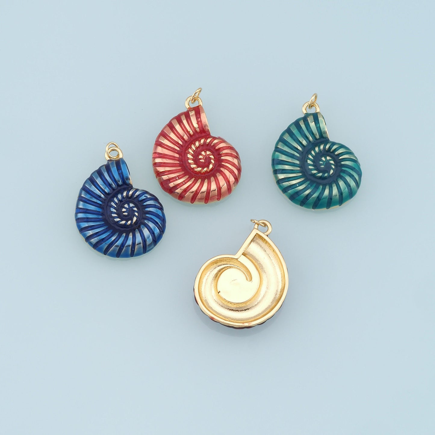 Gold Shell Charms,18K Gold Filled Conch Shell Pendant,Enamel Shell Charm Bracelet Necklace for DIY Jewelry Making Supply