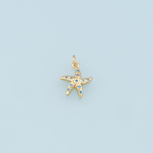 Gold Starfish Charms,18K Gold Filled Sea Star Pendant,Starfish Charm Bracelet Necklace for DIY Jewelry Making Supply