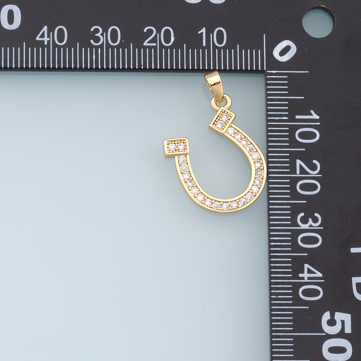 18K Gold Filled Cubic Zirconia Horseshoe Charm Pendant for Jewelry Making