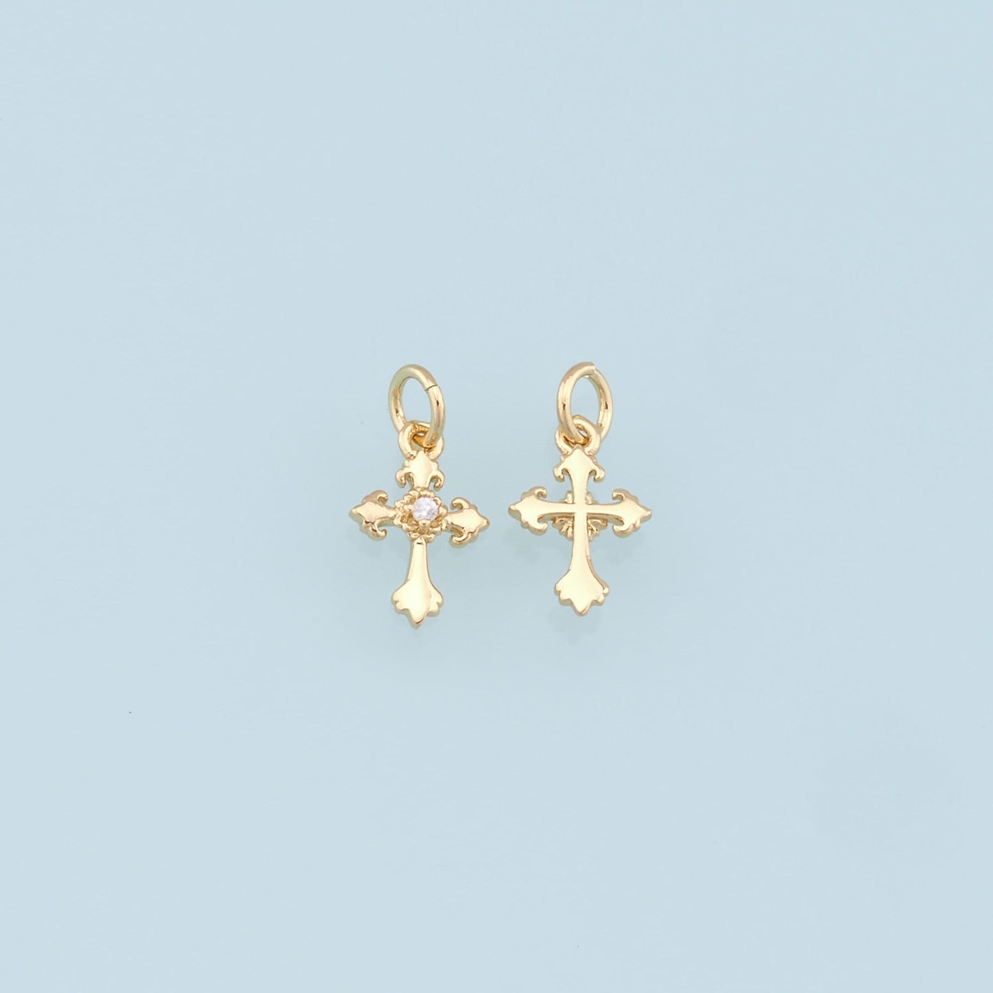 Gold Cross Charms,18K Gold Filled Cross Pendant,CZ Cross Charm Bracelet Necklace for DIY Jewelry Making Supply
