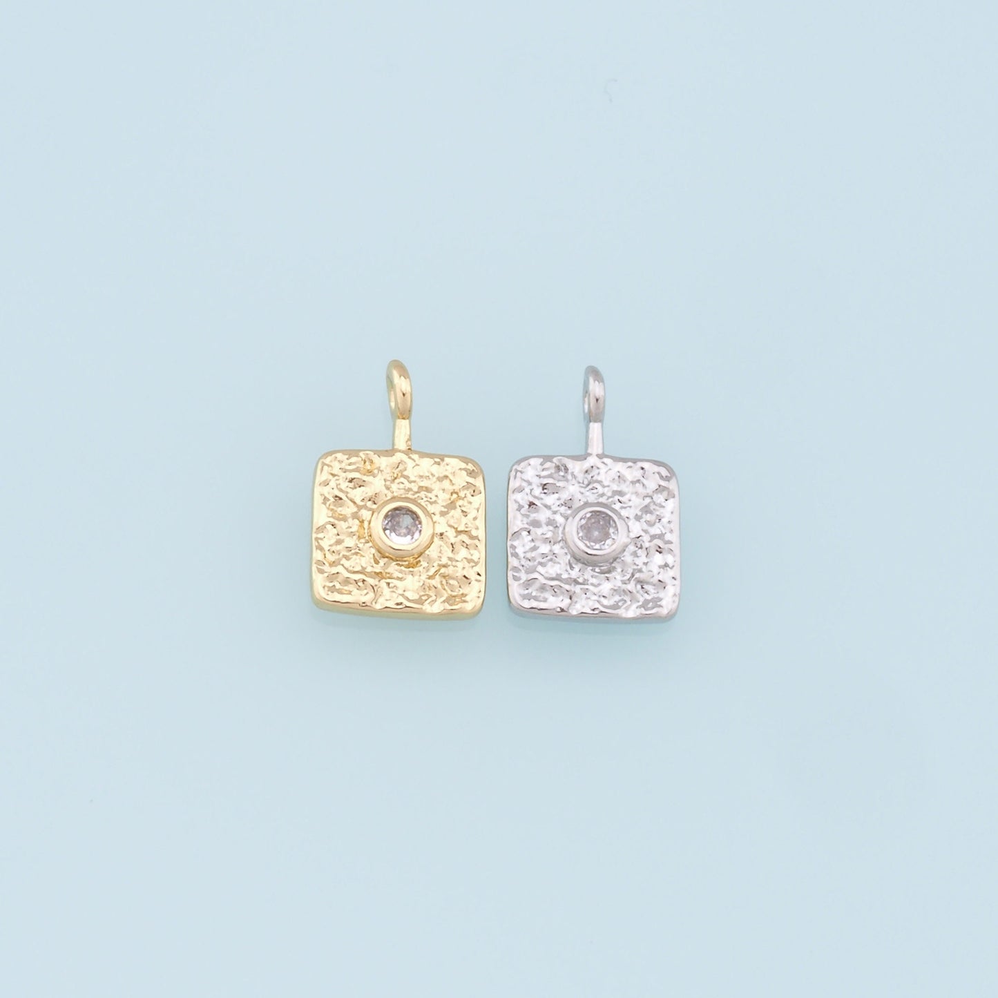 Gold Square Charms,18K Gold Filled Square Pendant,Square Charm Bracelet Necklace for DIY Jewelry Making Supply