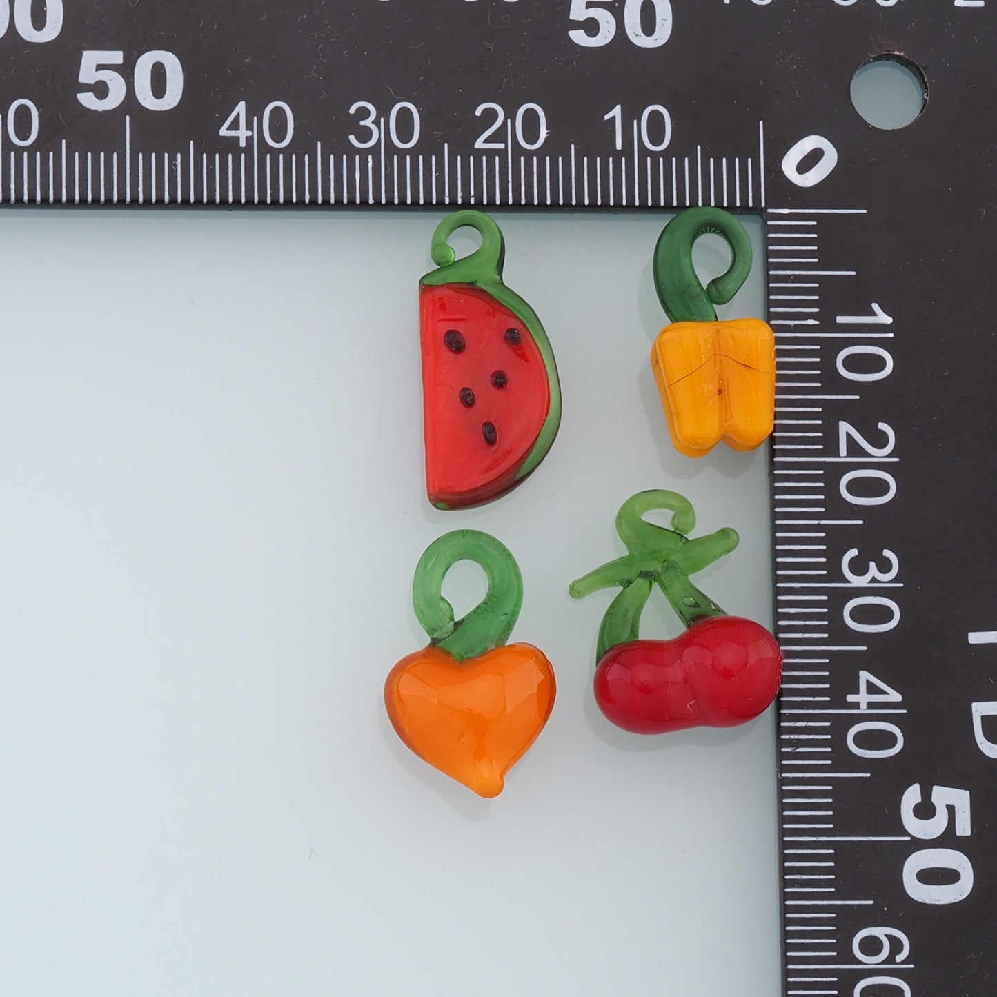 Mixed 10pcs Glass Fruit Beads,Watermelon Cherry Bead,Lampwork Colorful Fruit Beads for DIY Jewelry Making Supply,Random Colors