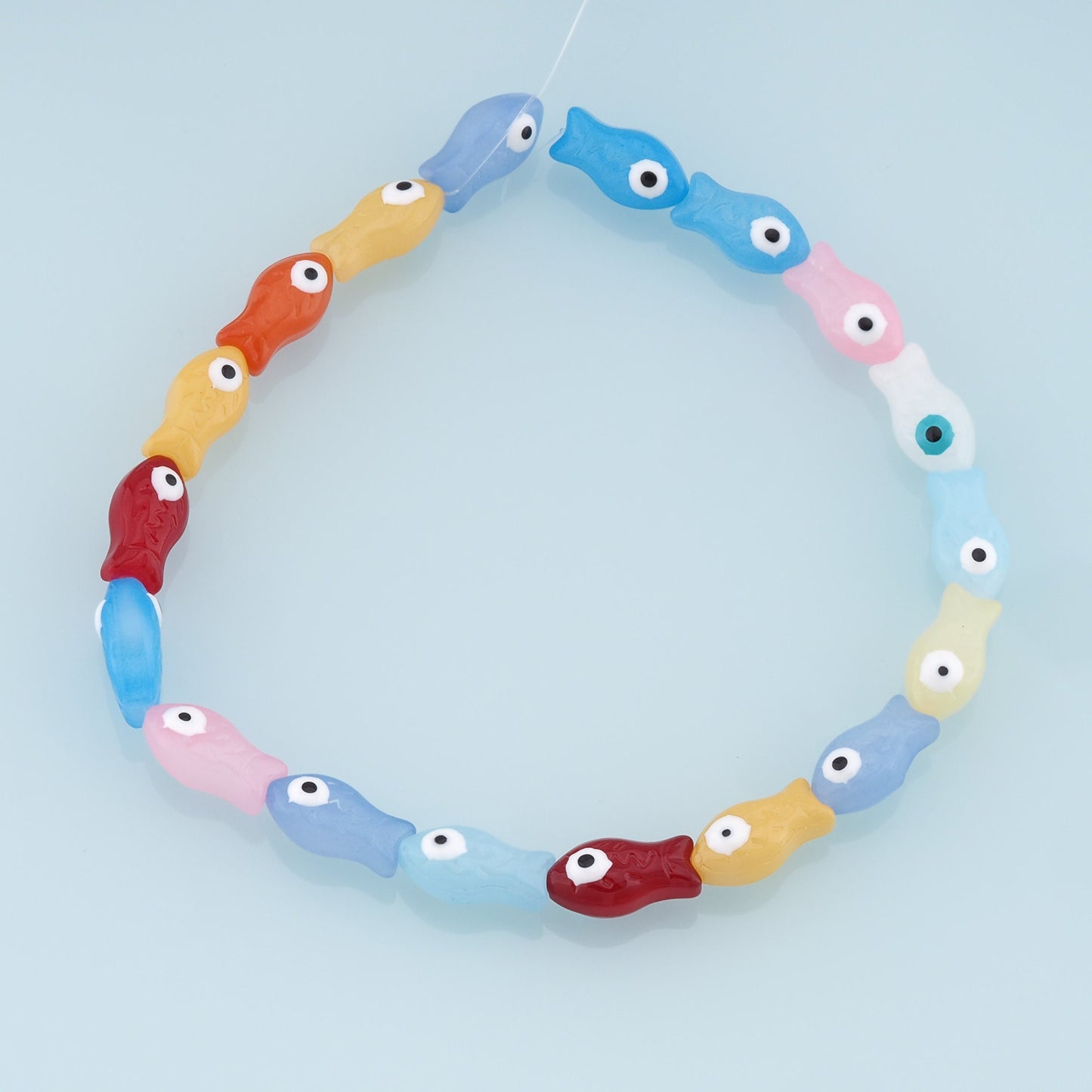 Mixed 18pcs Glass Fish Beads,Ocean Bead,Lampwork Colorful Glass Fish Beads for DIY Jewelry Making Supply,Random Colors