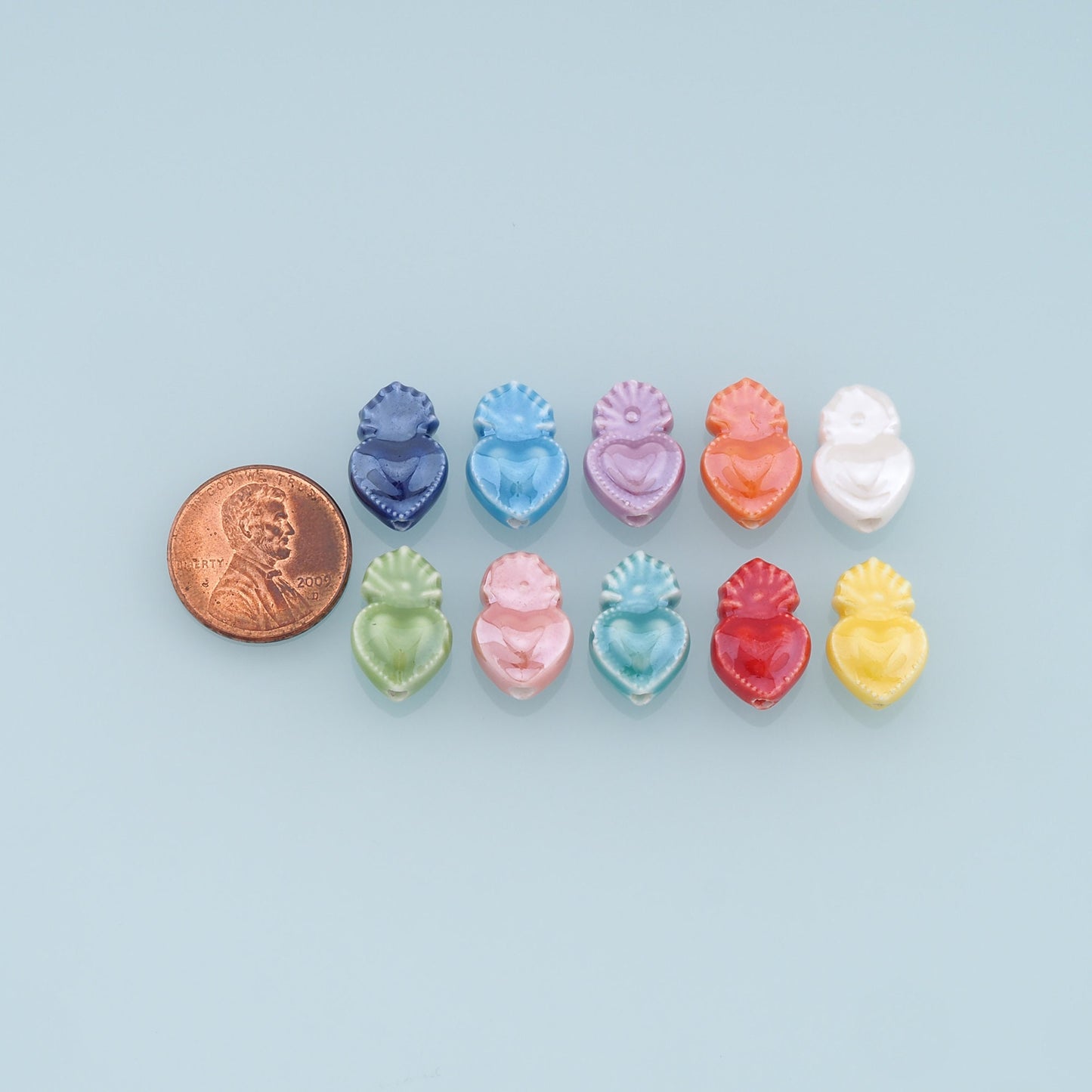 Mixed 22pcs Ceramic Sacred Heart Beads,Sacred Heart Bead,Lampwork Colorful Heart Beads for DIY Jewelry Making Supply,Random Colors