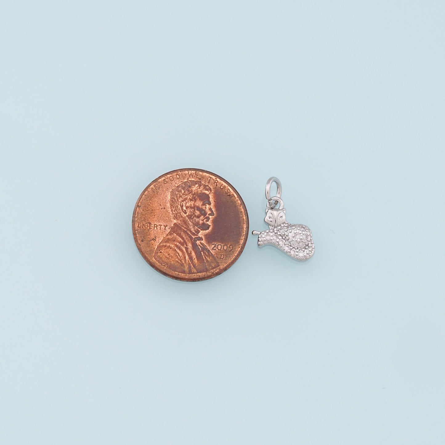 18K Gold Filled Fox Pendant,CZ Micro Pave Fox Charm Bracelet Necklace for DIY Jewelry Making Supply