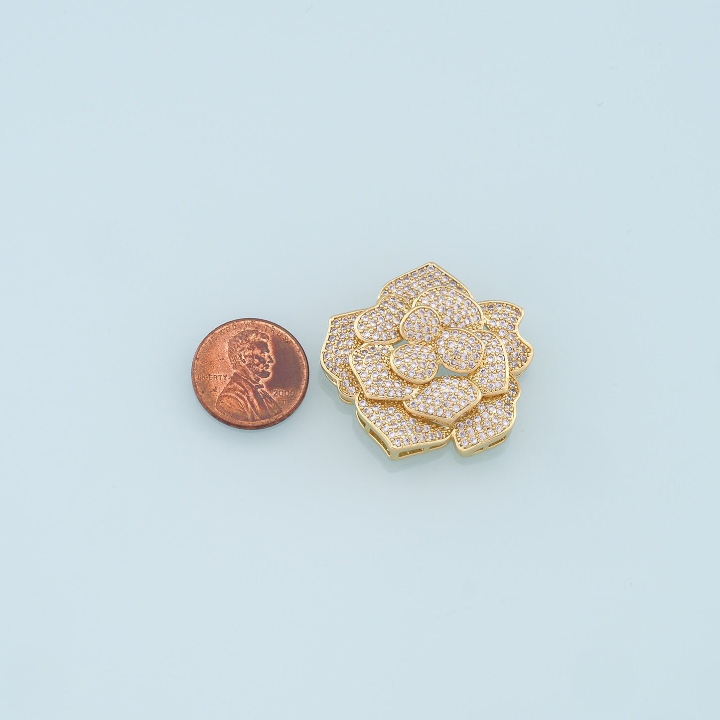 Gold Flower Charms,18K Gold Filled Flower Pendant,CZ Micro Pave Flower Charm Bracelet Necklace for DIY Jewelry Making Supply