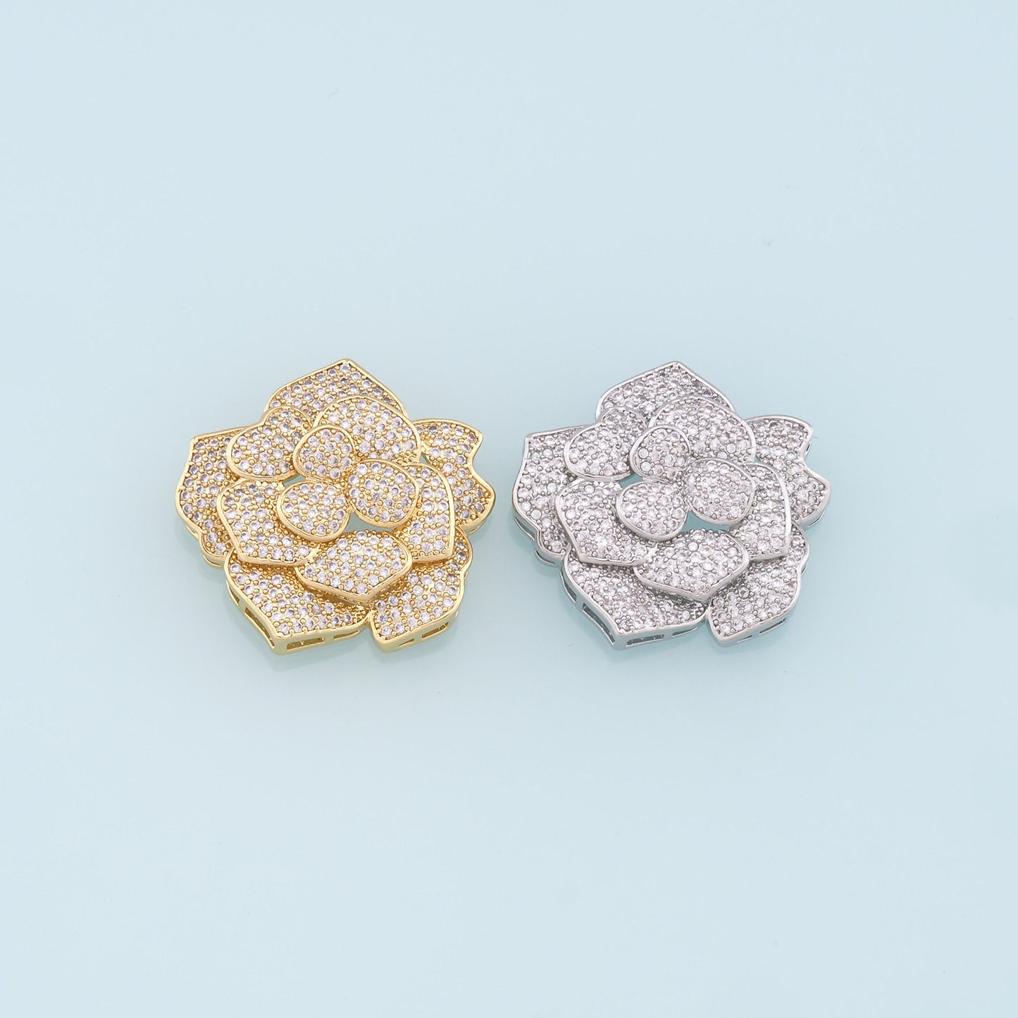 Gold Flower Charms,18K Gold Filled Flower Pendant,CZ Micro Pave Flower Charm Bracelet Necklace for DIY Jewelry Making Supply
