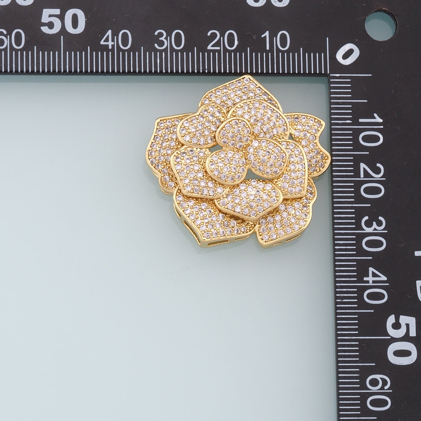 Gold Flower Charms,18K Gold Filled Flower Pendant,CZ Micro Pave Flower Charm Bracelet Necklace for DIY Jewelry Making Supply