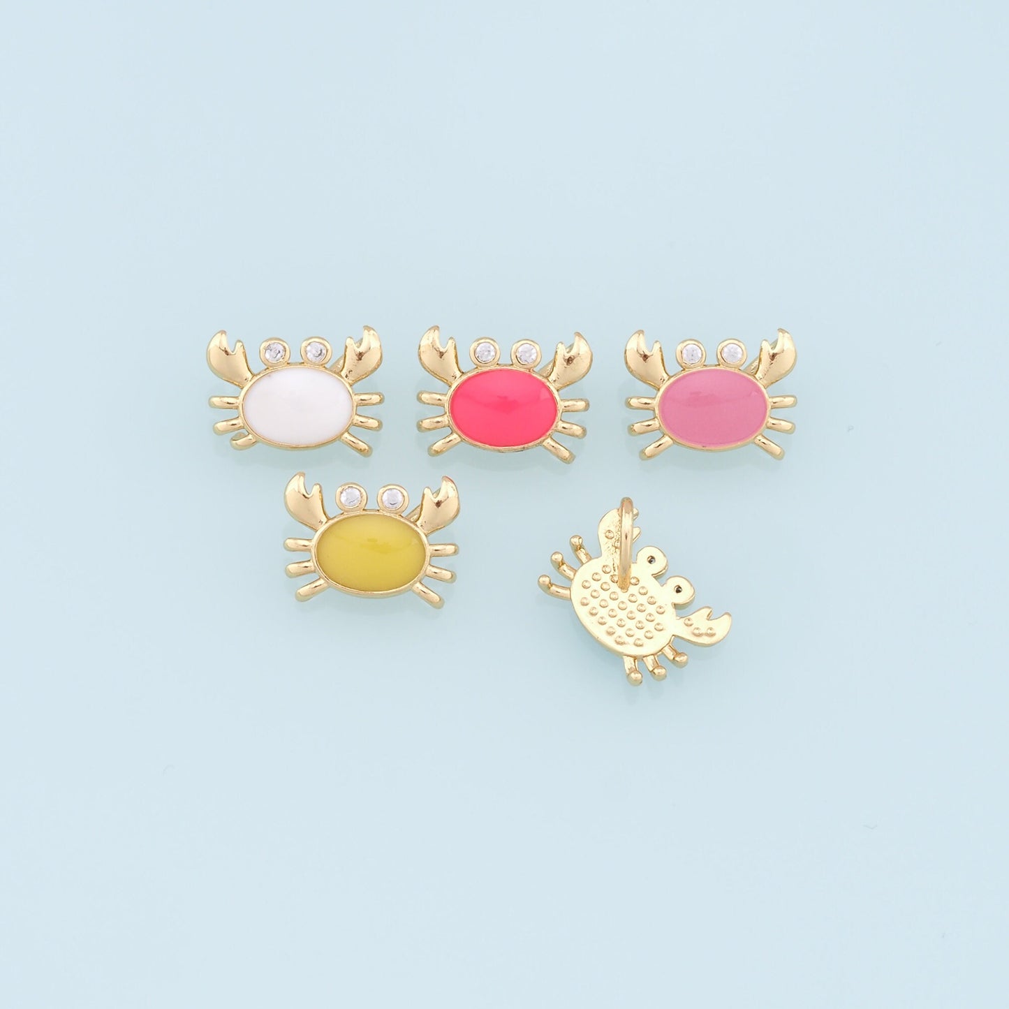 Gold Crab Charms,18K Gold Filled Enamel Crab Pendant,Ocean Charms Bracelet Necklace for DIY Jewelry Making Supply