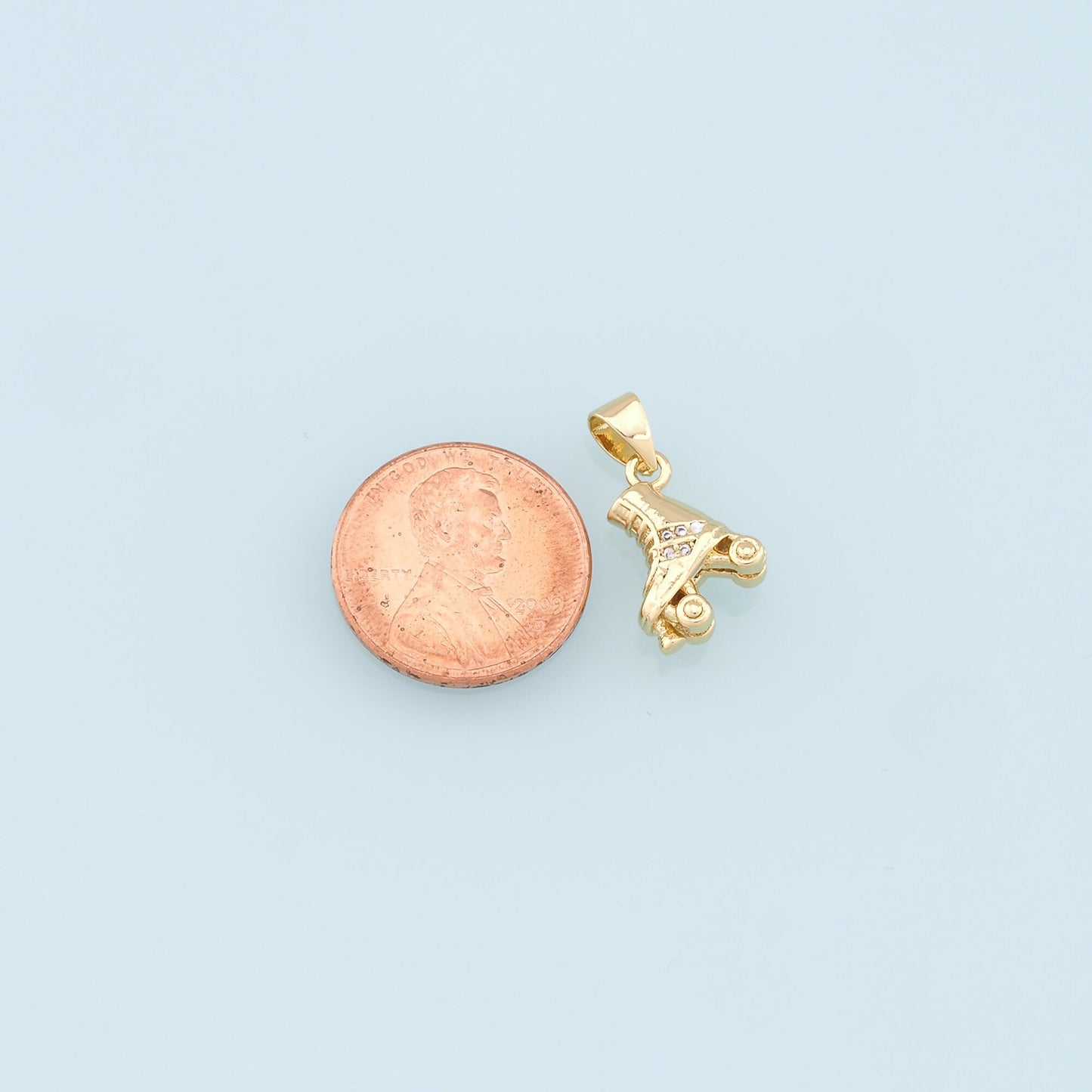 Gold Roller Skate Charms,18K Gold Filled Roller Skate Pendant,Skates Charm Bracelet Necklace for DIY Jewelry Making Supply
