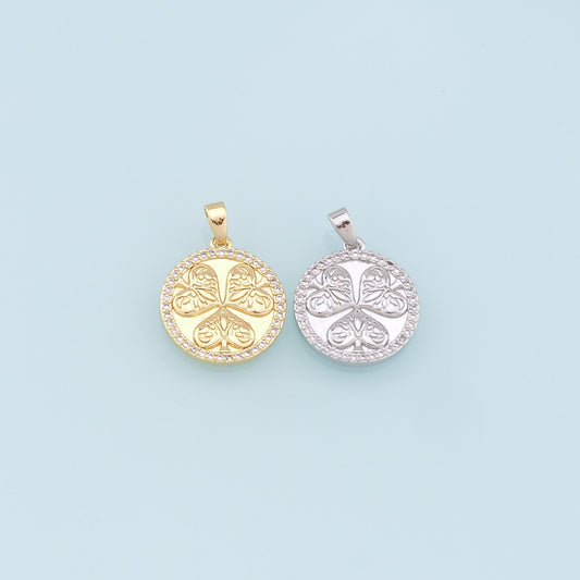 Gold Leaf Charms,18K Gold Filled Round Leaf Pendant,Silver Leaf Charm Bracelet Necklace for DIY Jewelry Making Supply