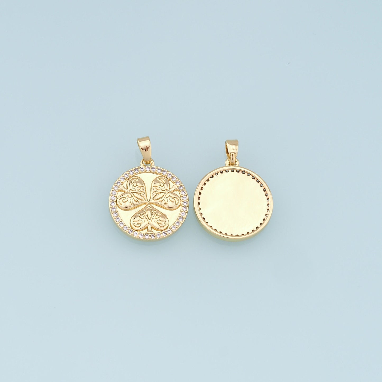 Gold Leaf Charms,18K Gold Filled Round Leaf Pendant,Silver Leaf Charm Bracelet Necklace for DIY Jewelry Making Supply